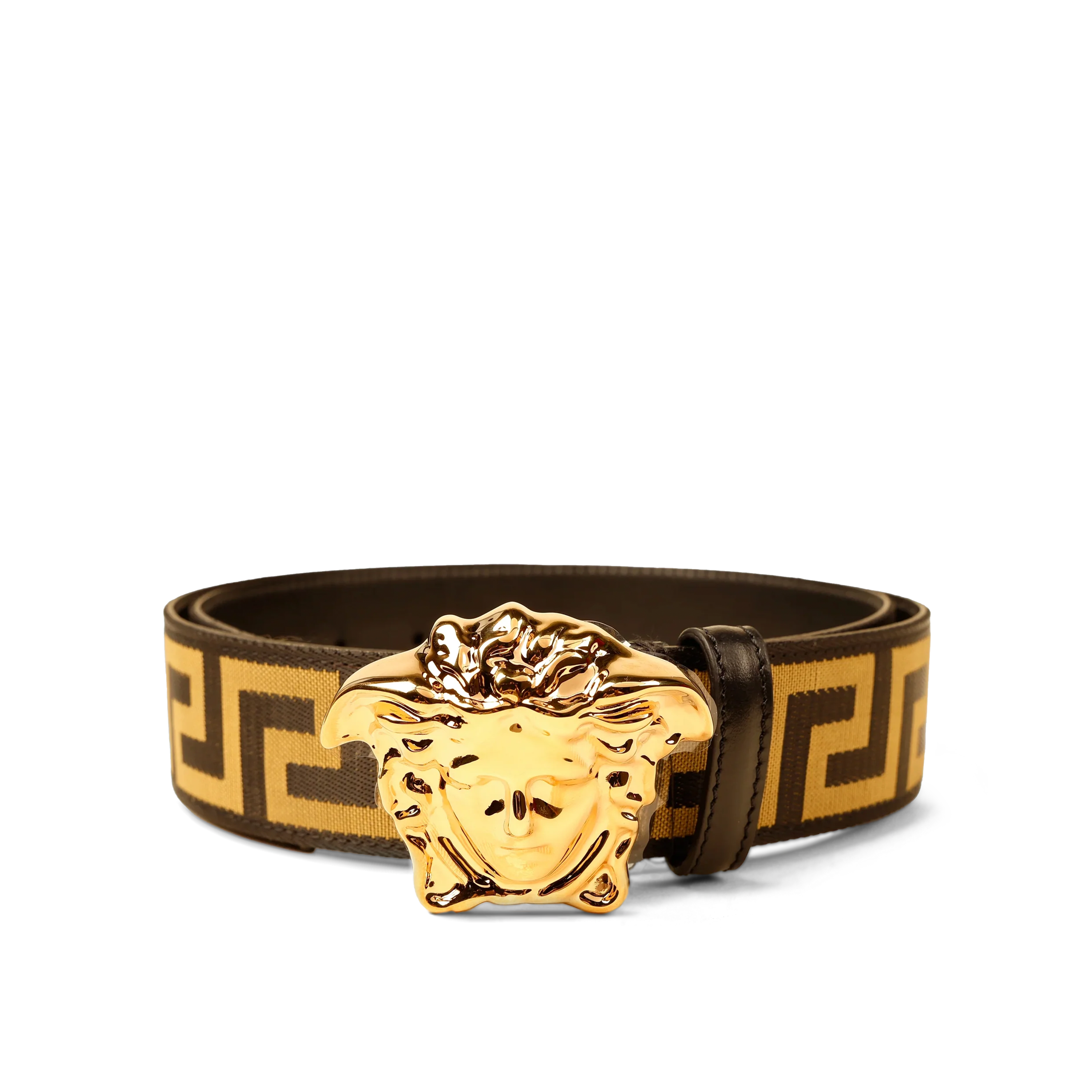 Cinturón Negro Dorado Versace Medusa Greca