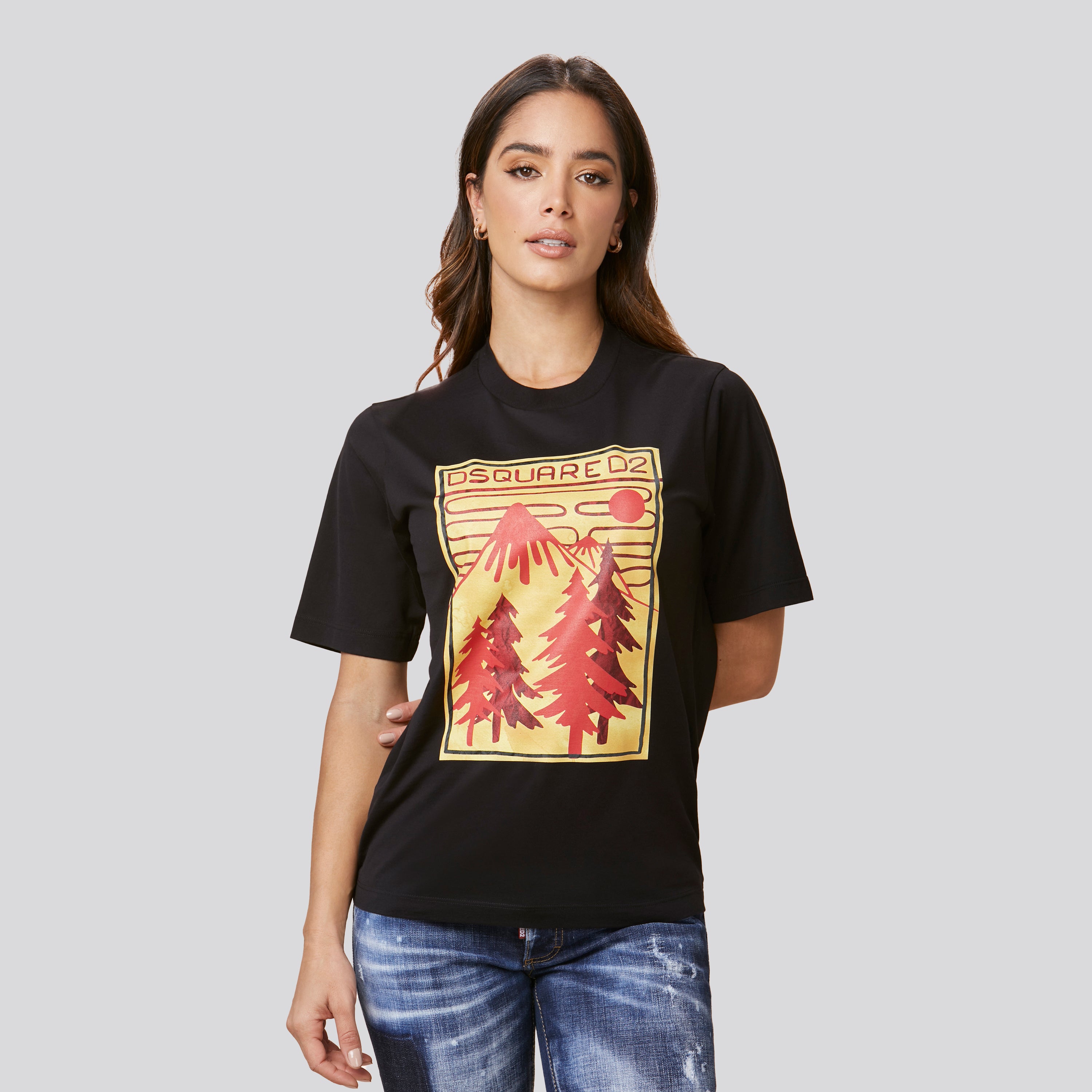 Camiseta Negra Dsquared2 Ita Roots W