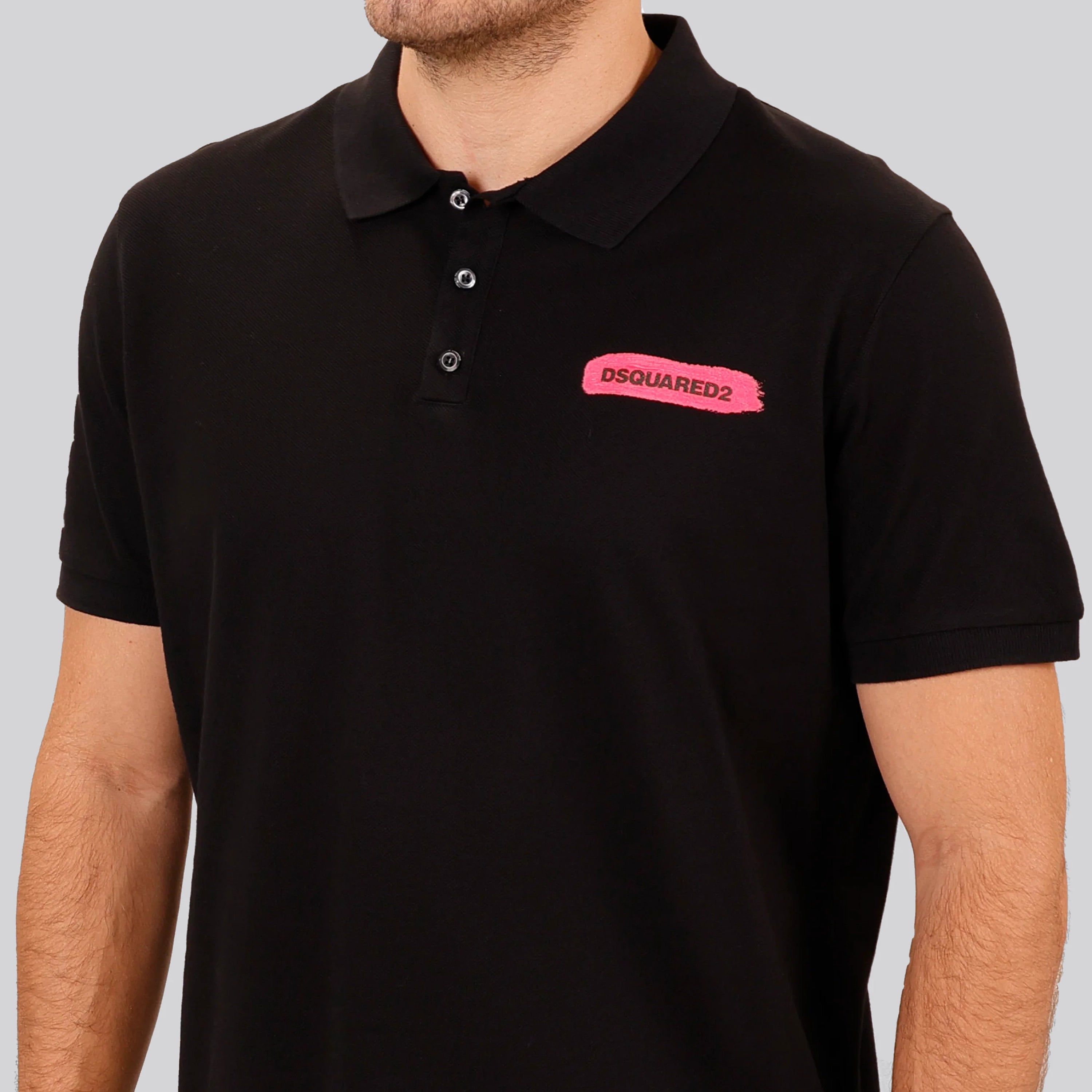 Camiseta Tipo Polo Negra Dsquared2 Logo Brush