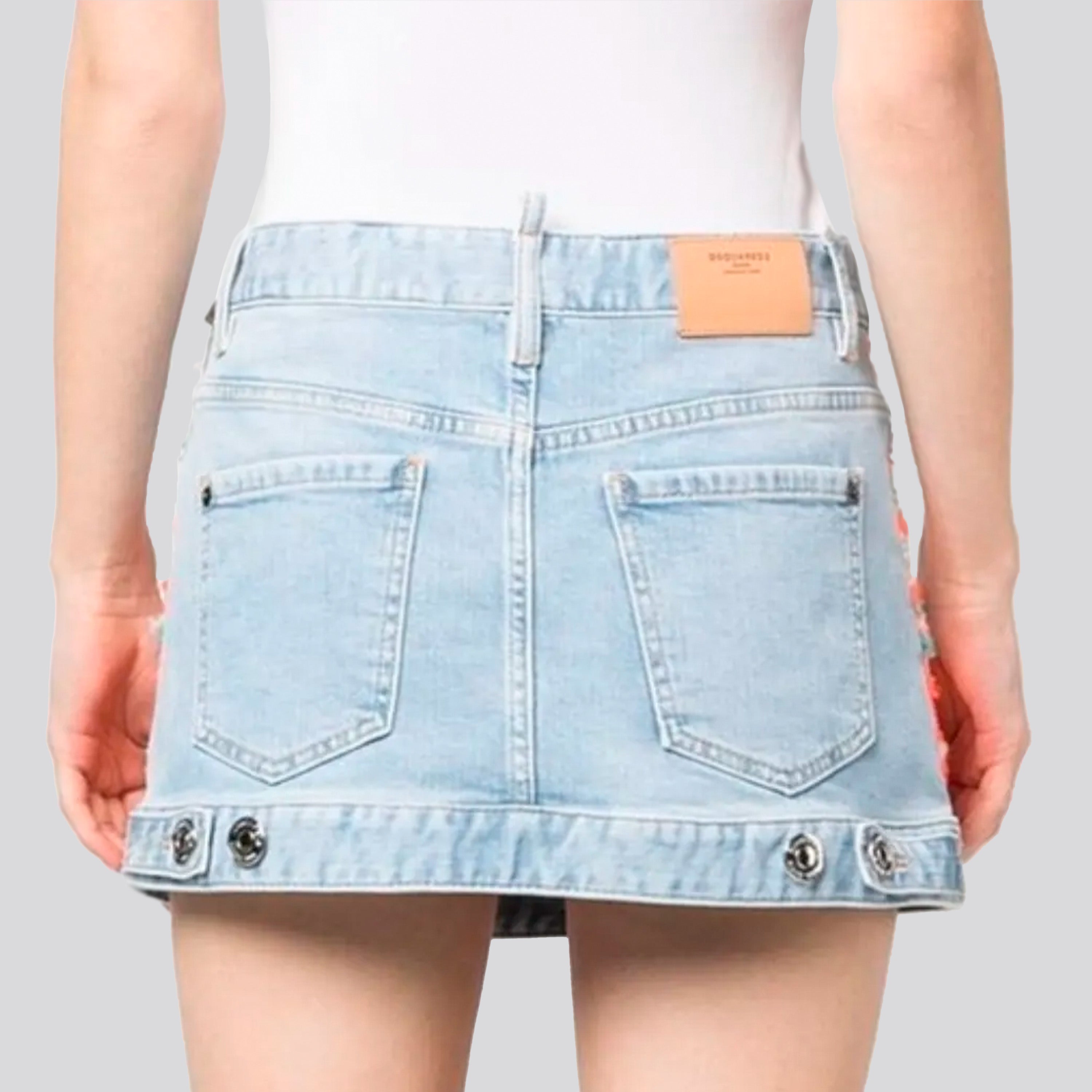 Falda Denim Dsquared2 Orange Embroidered