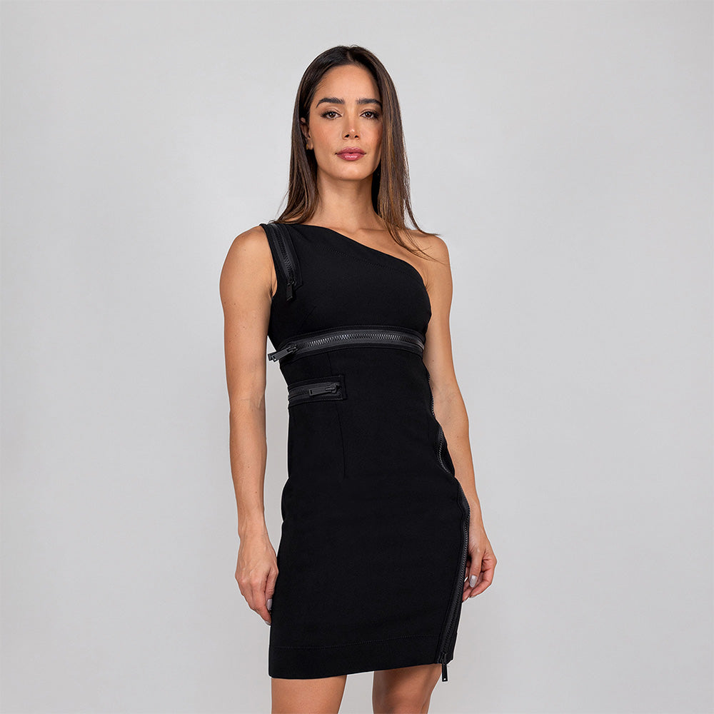 Vestido Negro Dsquared2 Negro Zips