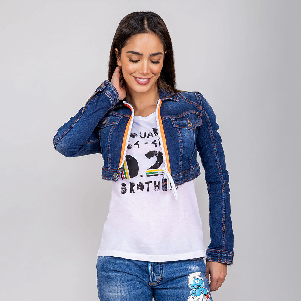 Chaqueta Denim Dsquared2 Naranja Zipper