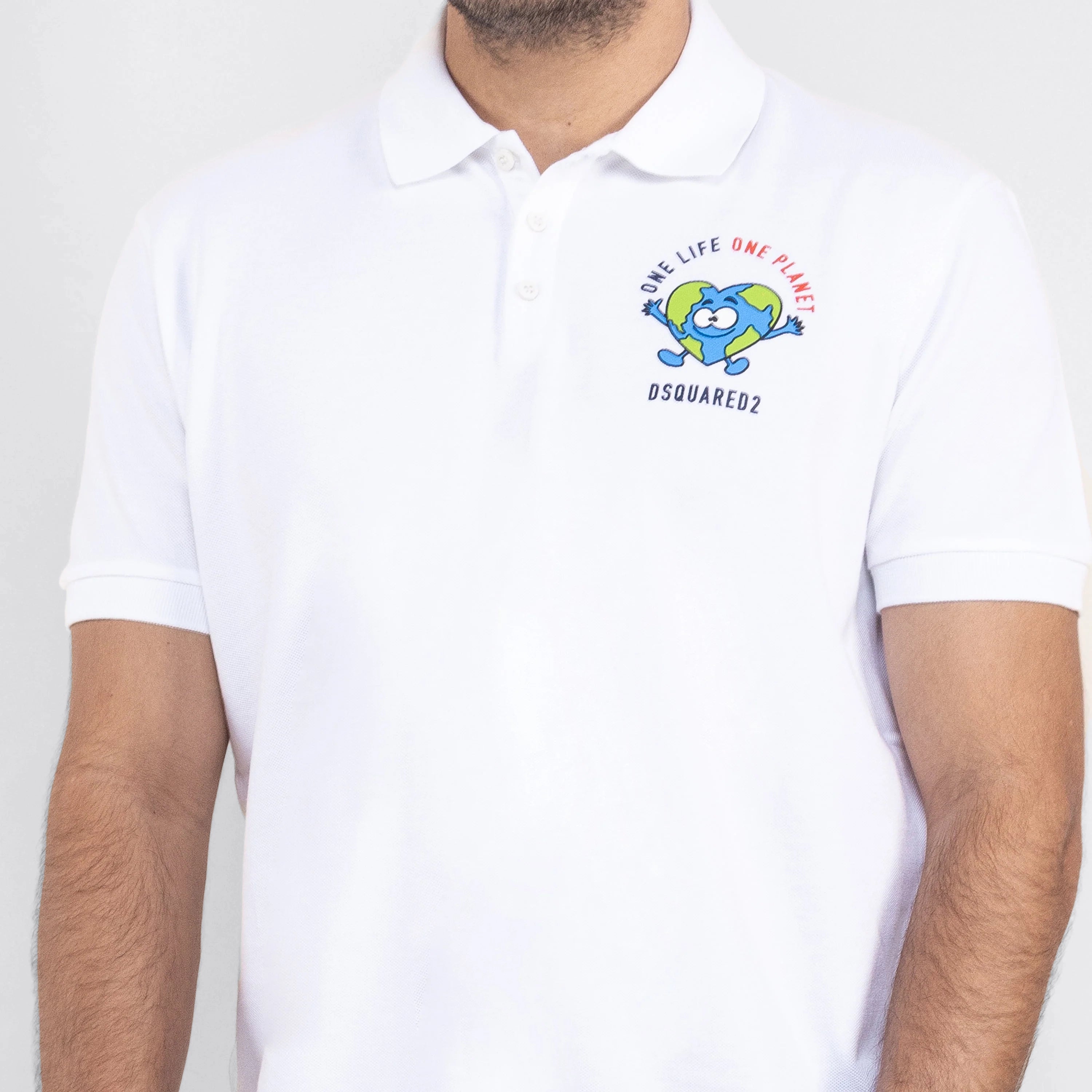 Camiseta Tipo Polo Blanca Dsquared2 Smurfs