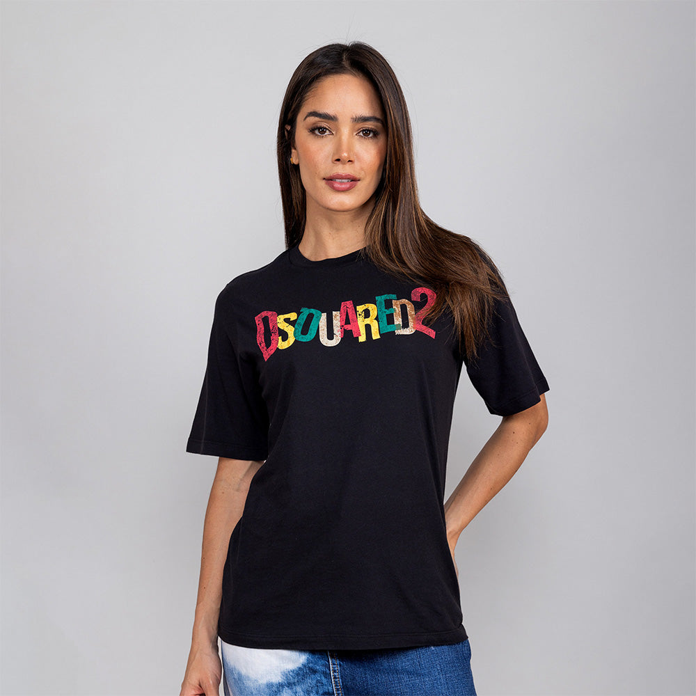 Camiseta Negra Dsquared2 Muticolor Logo W