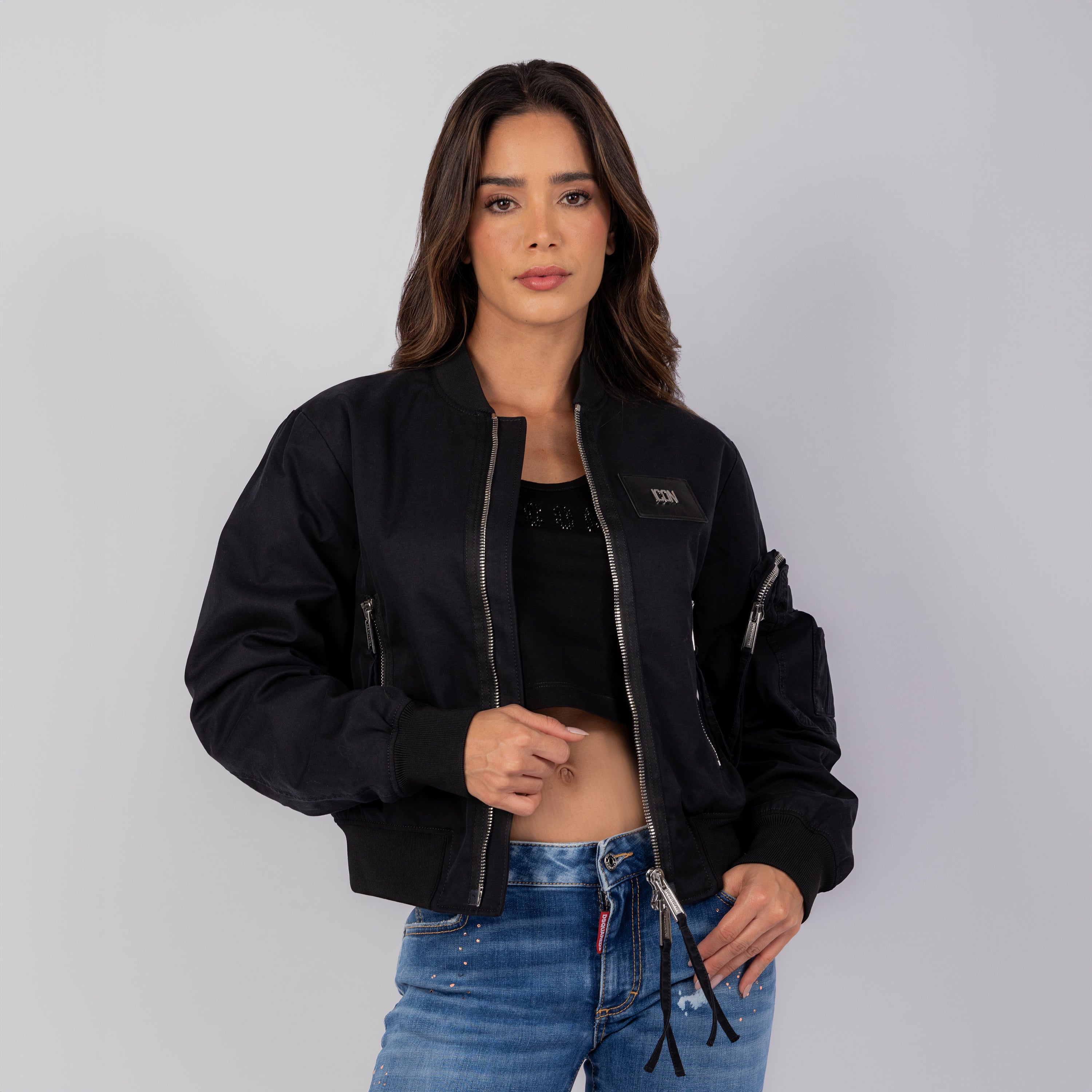 Chaqueta Negra Dsquared2 Icon Plaque