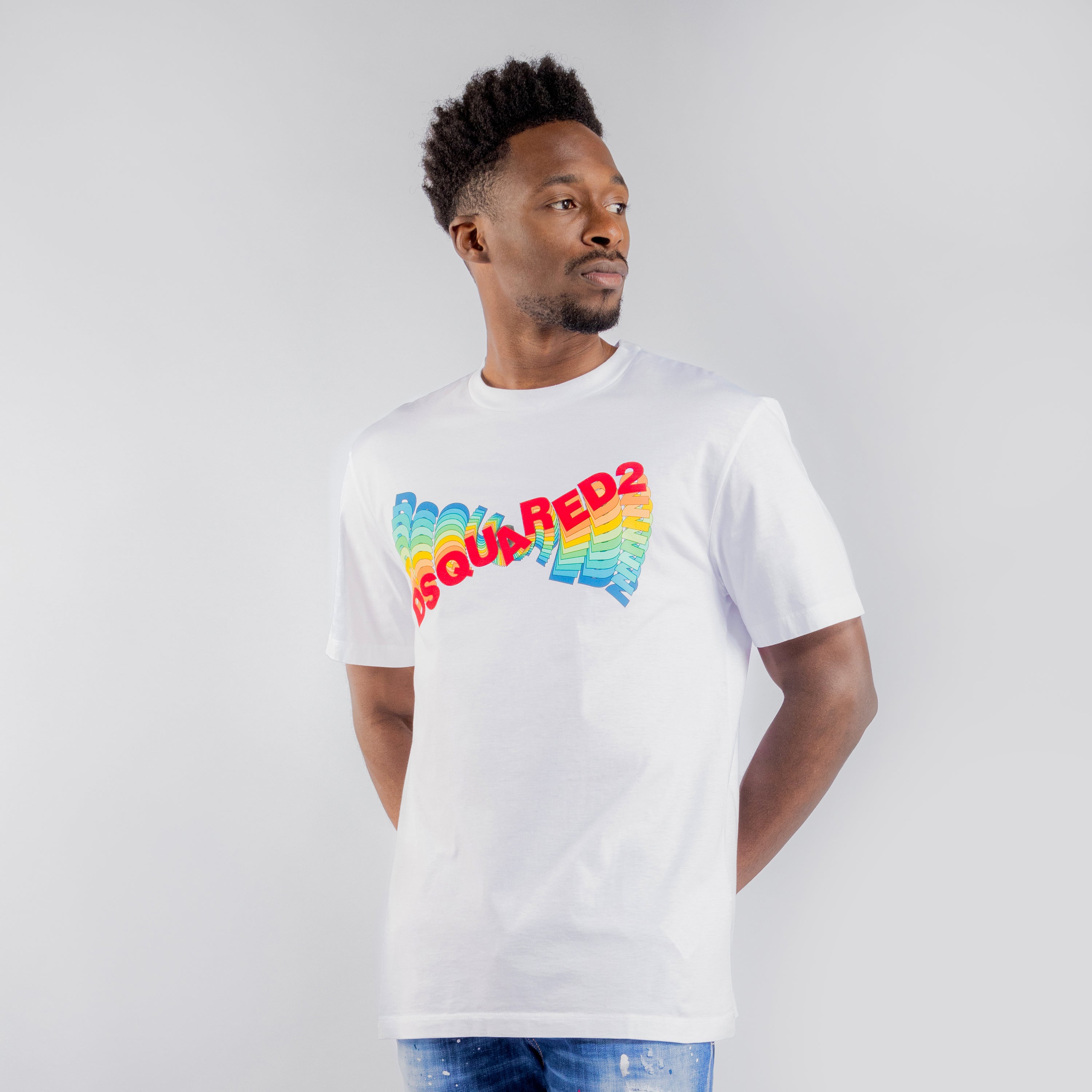 Camiseta Blanca Dsquared2 Logo Multicolor