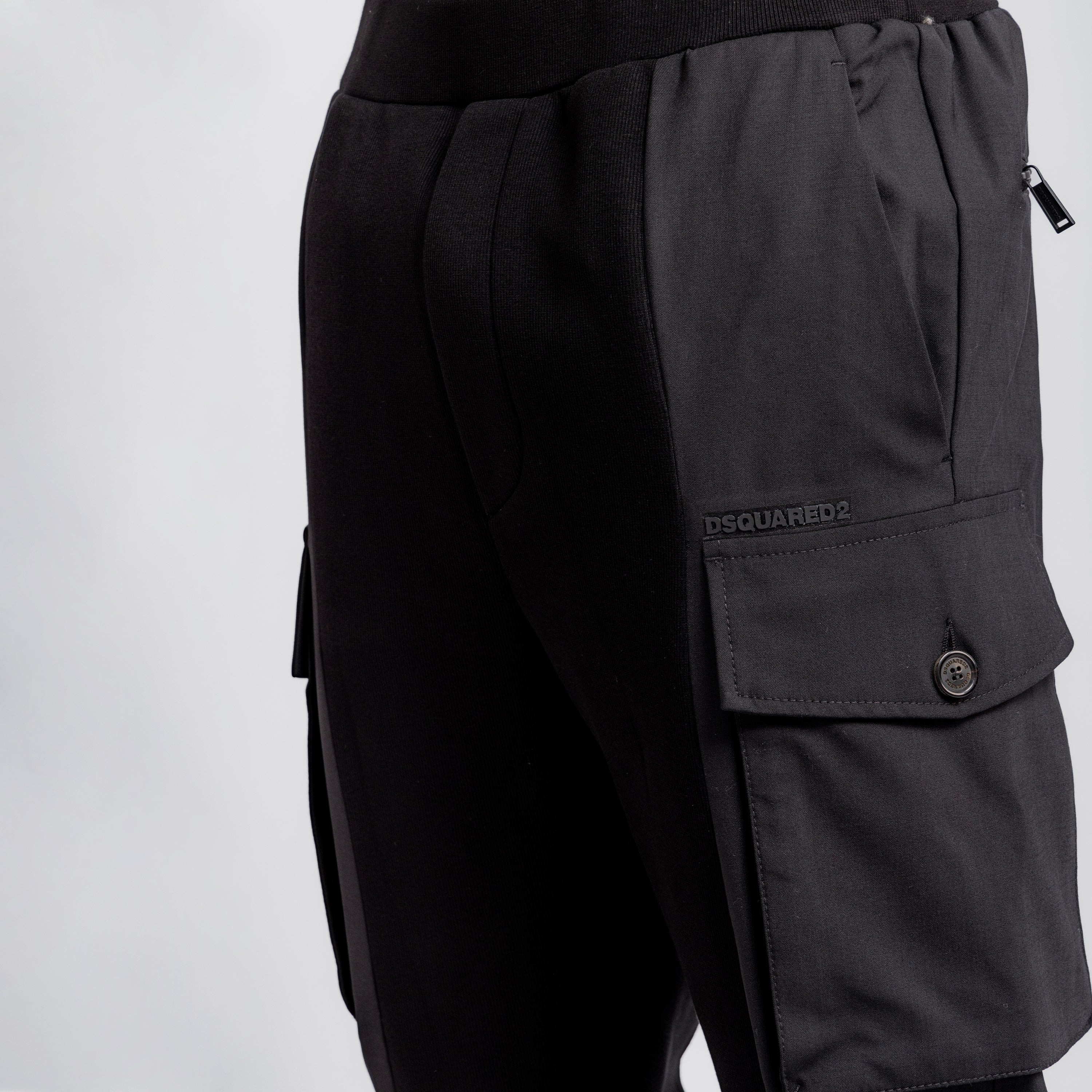 Pantalón Cargo Negro Dsquared2 Logo Embellished