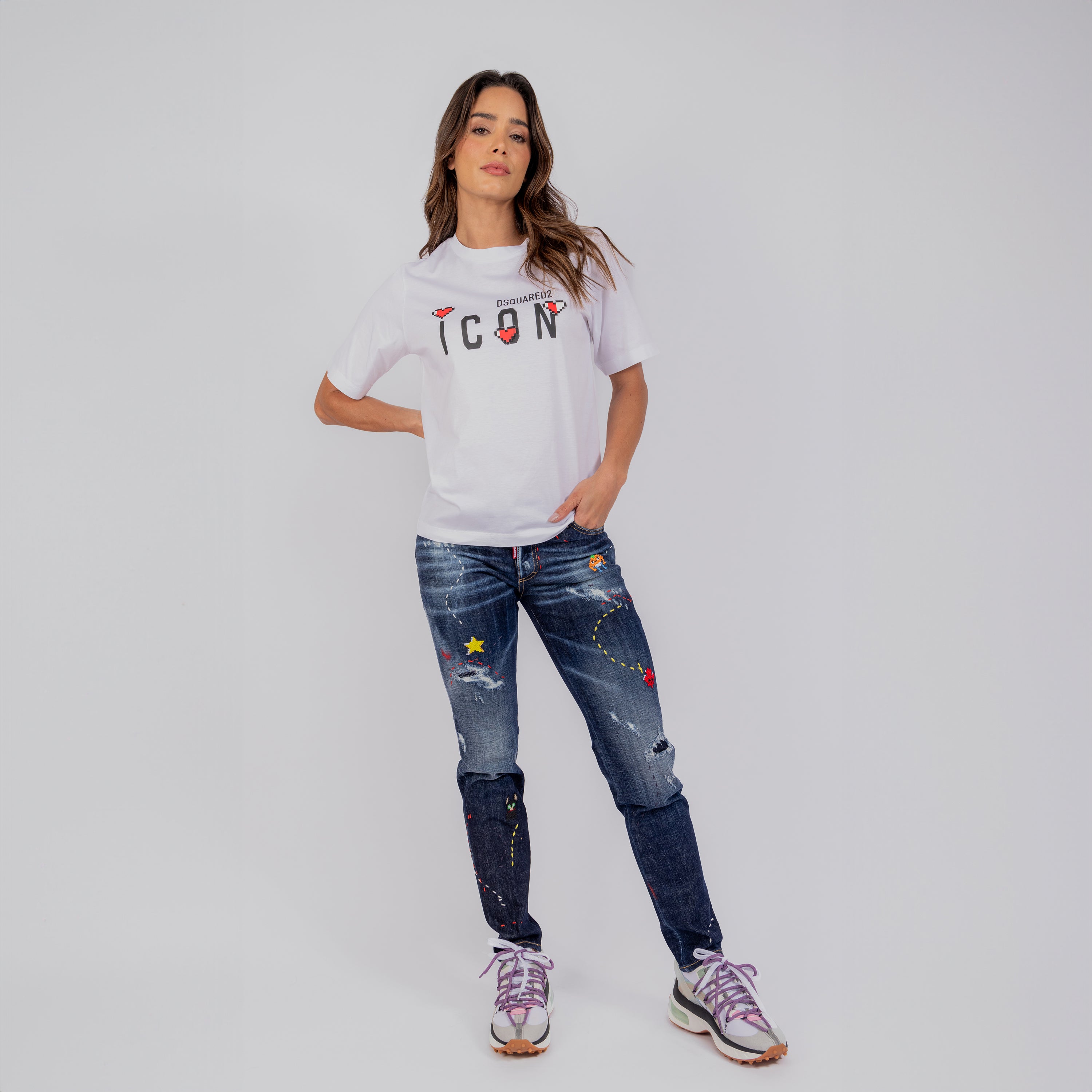 Jeans Denim Dsquared2 Medium Waist Skinny Embroidered