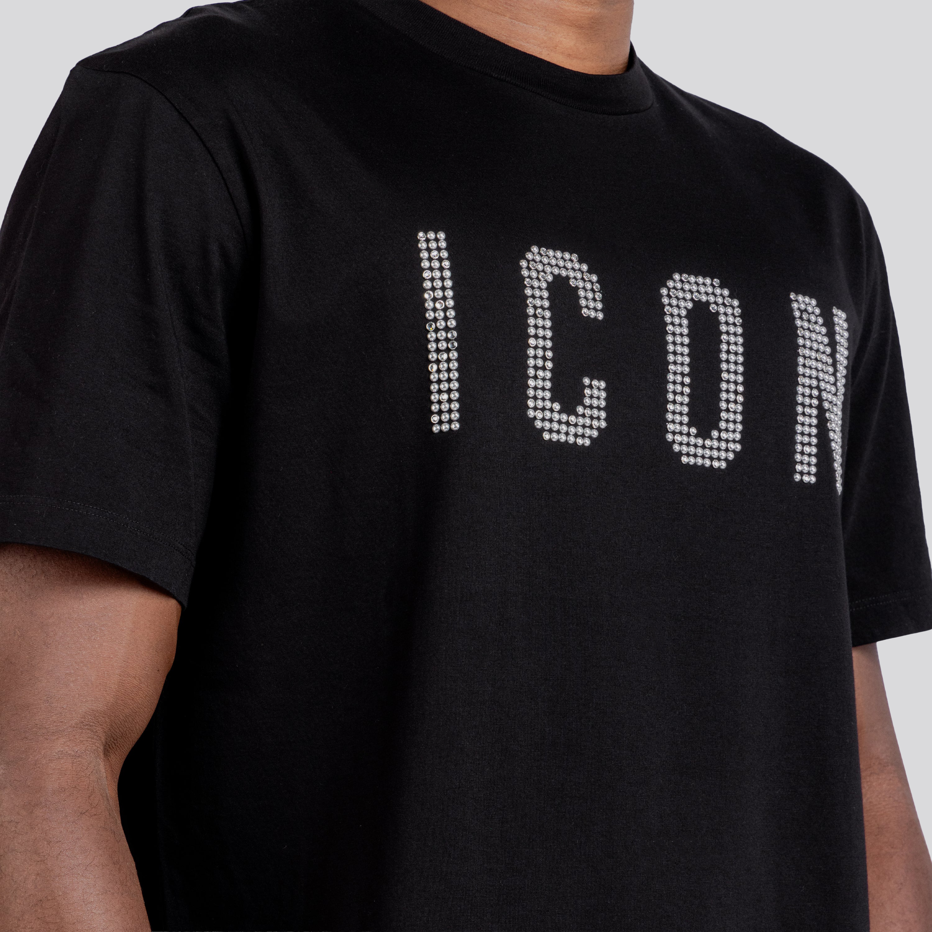 Camiseta Negra Dsquared2 Icon Studded