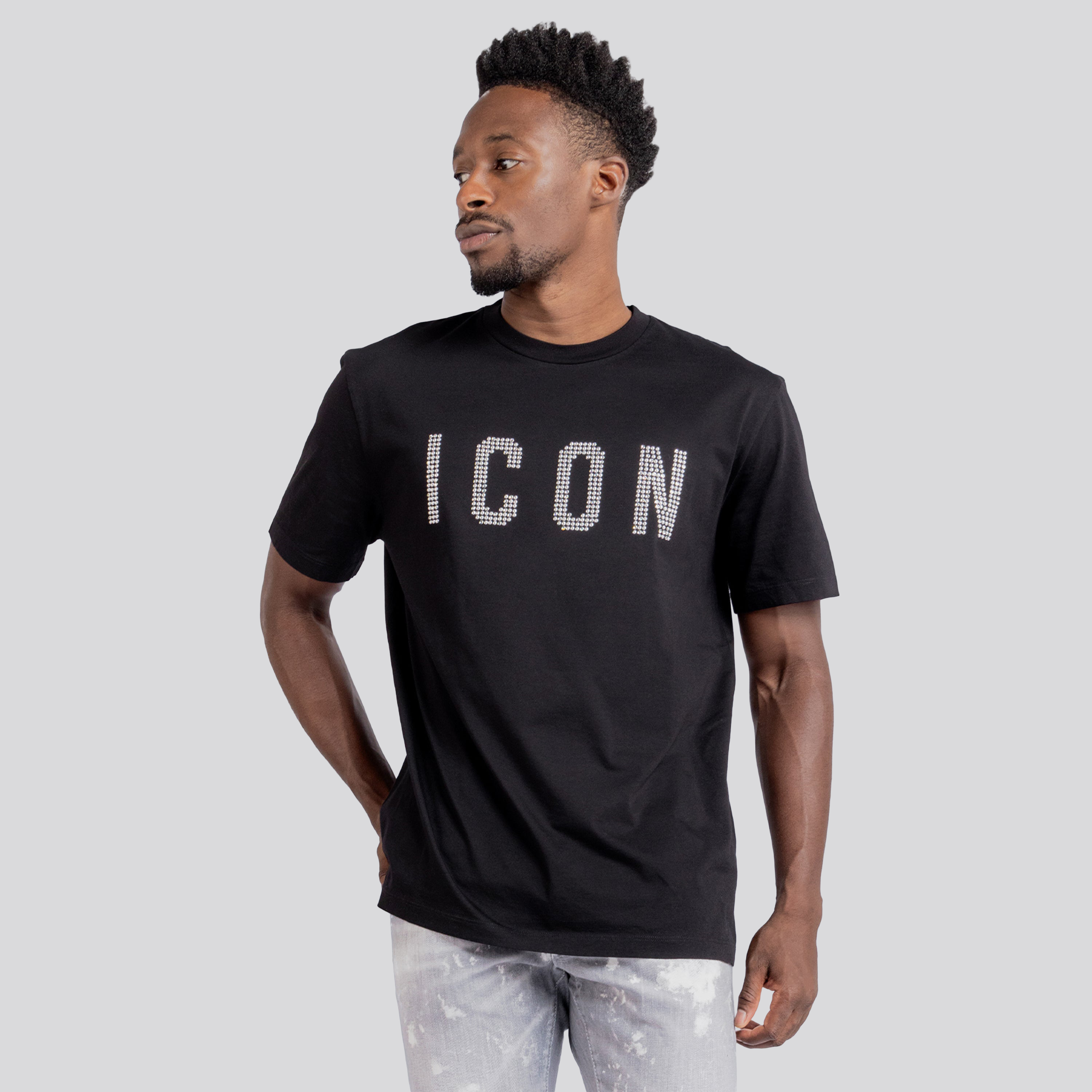 Camiseta Negra Dsquared2 Icon Studded