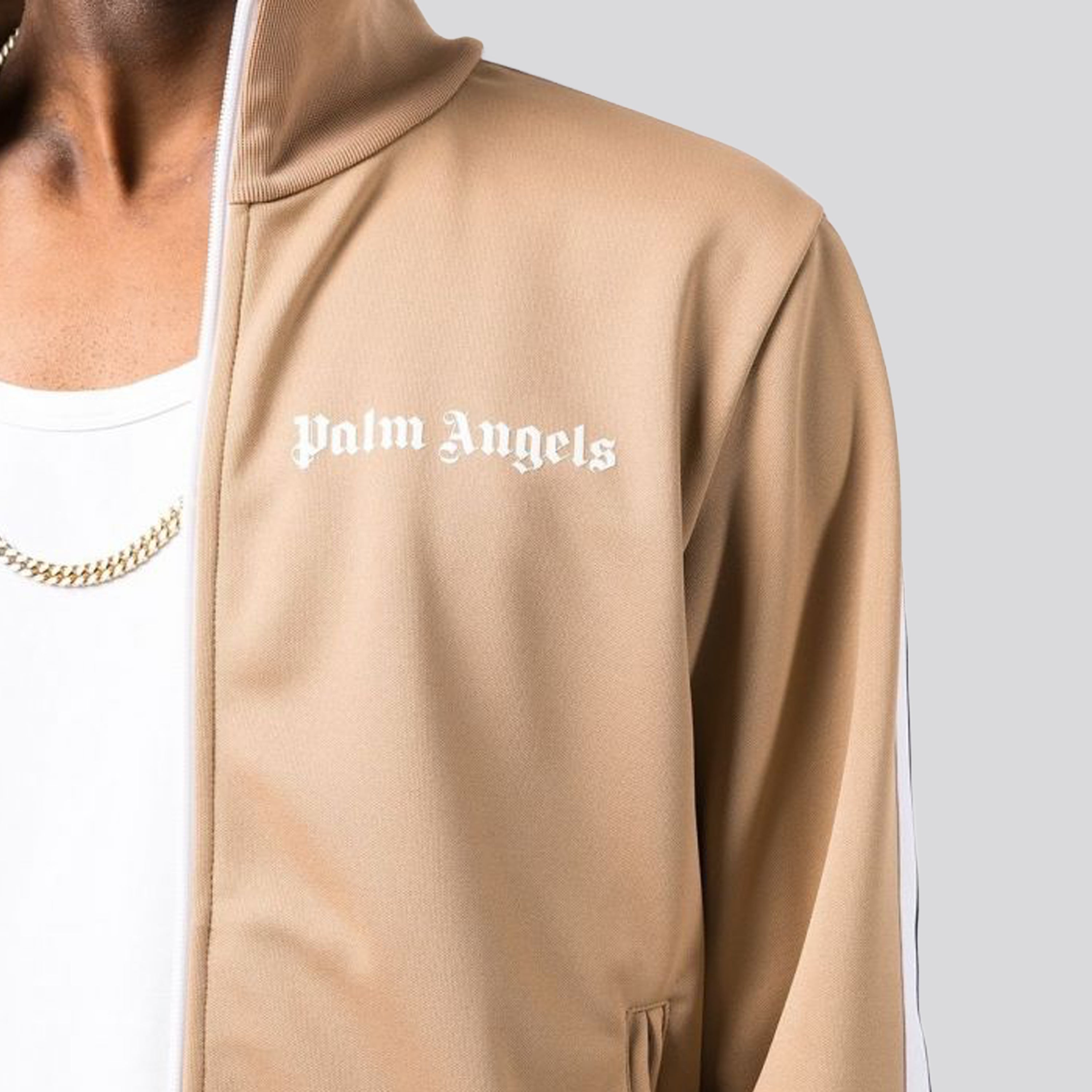 Chaqueta Beige Palm Angels Logo