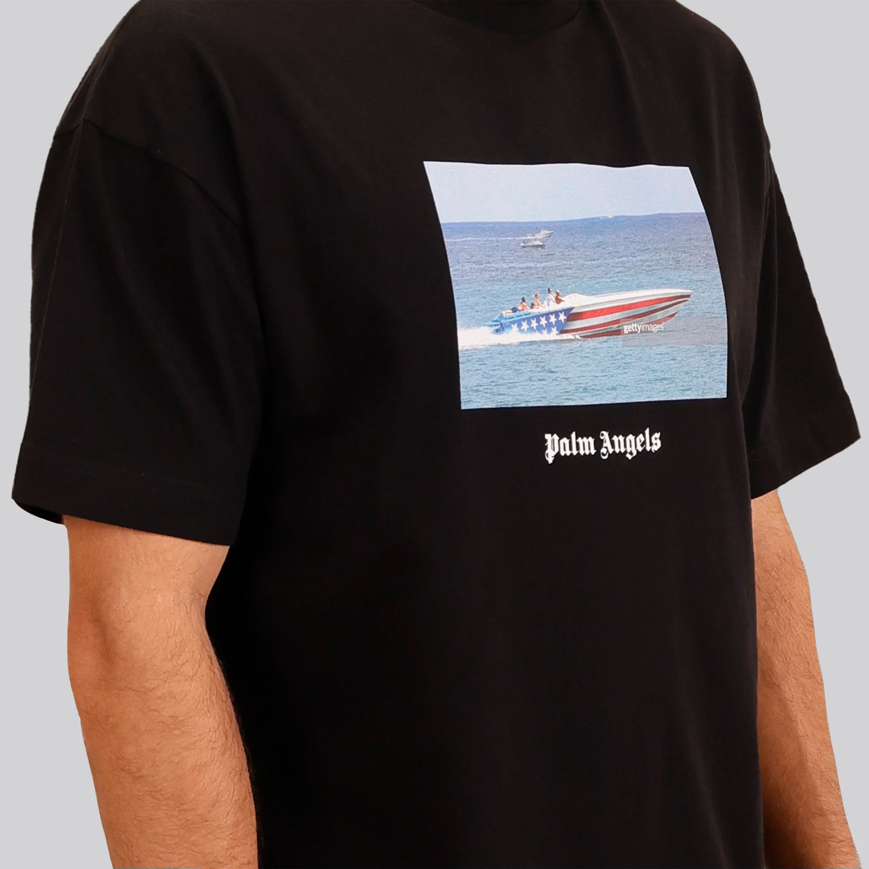 Camiseta Negra Palm Angels Getty Speedboat