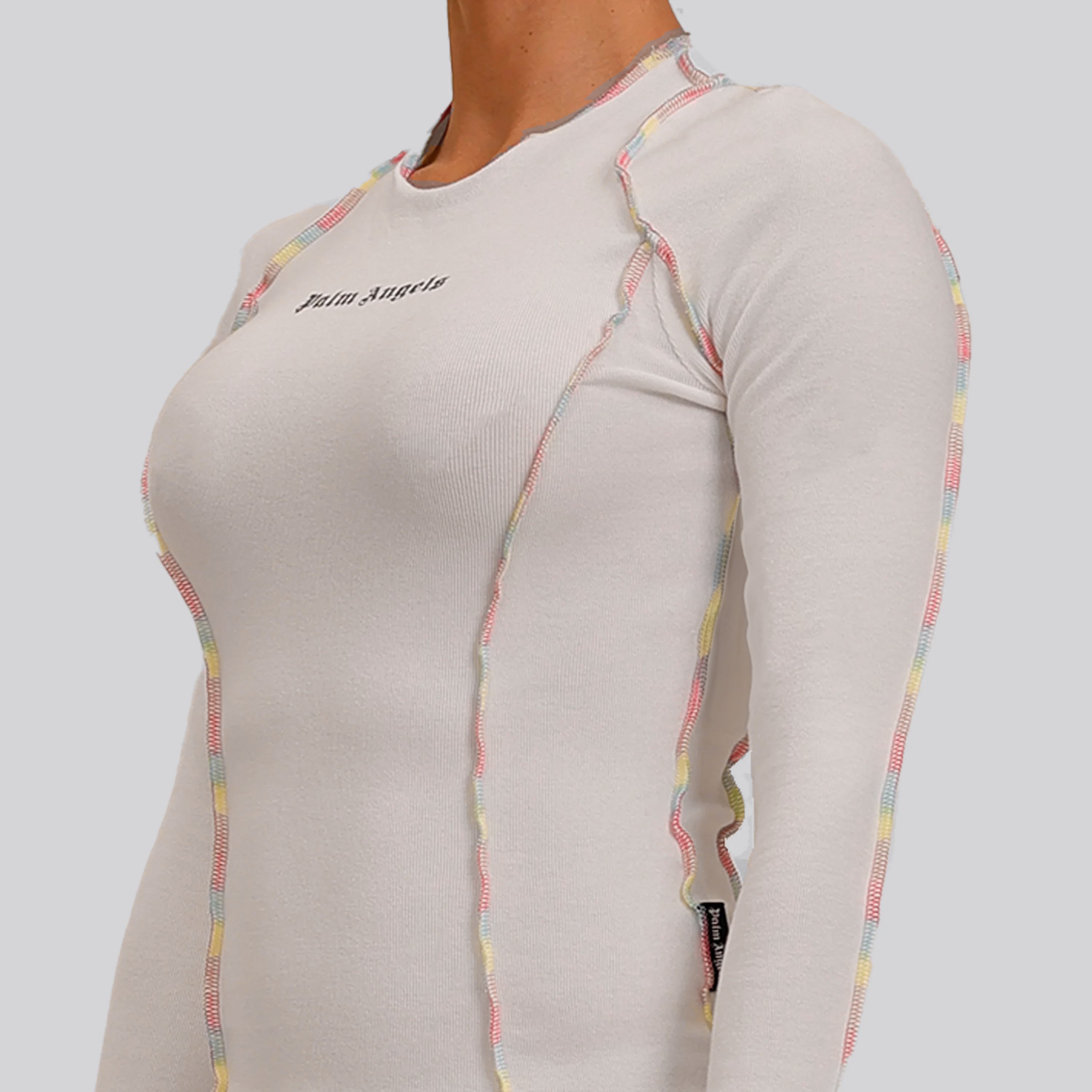 Top White Palm Angels Rainbow Stitching