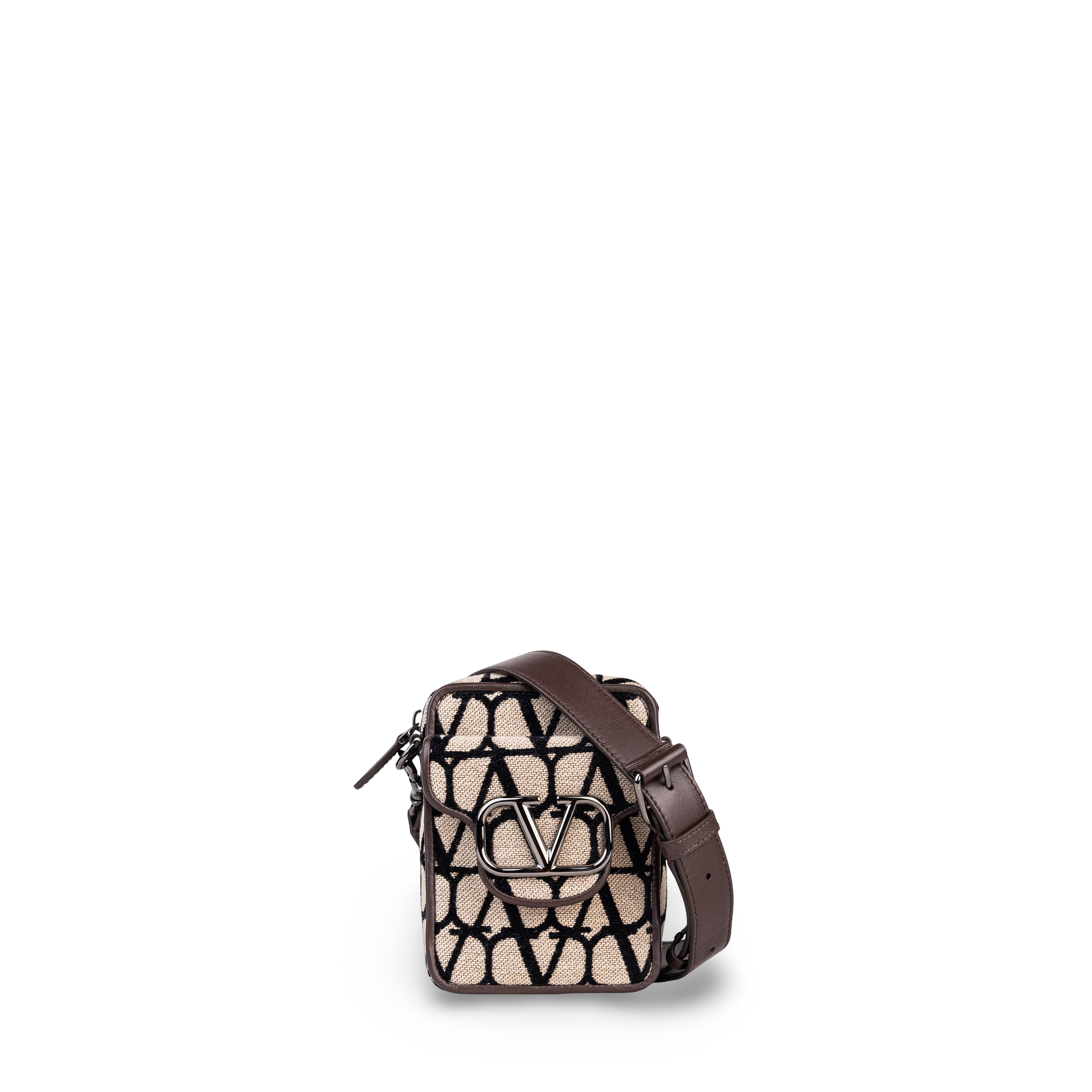 Bolso Beige Valentino Negro Vlogo Loco Toile