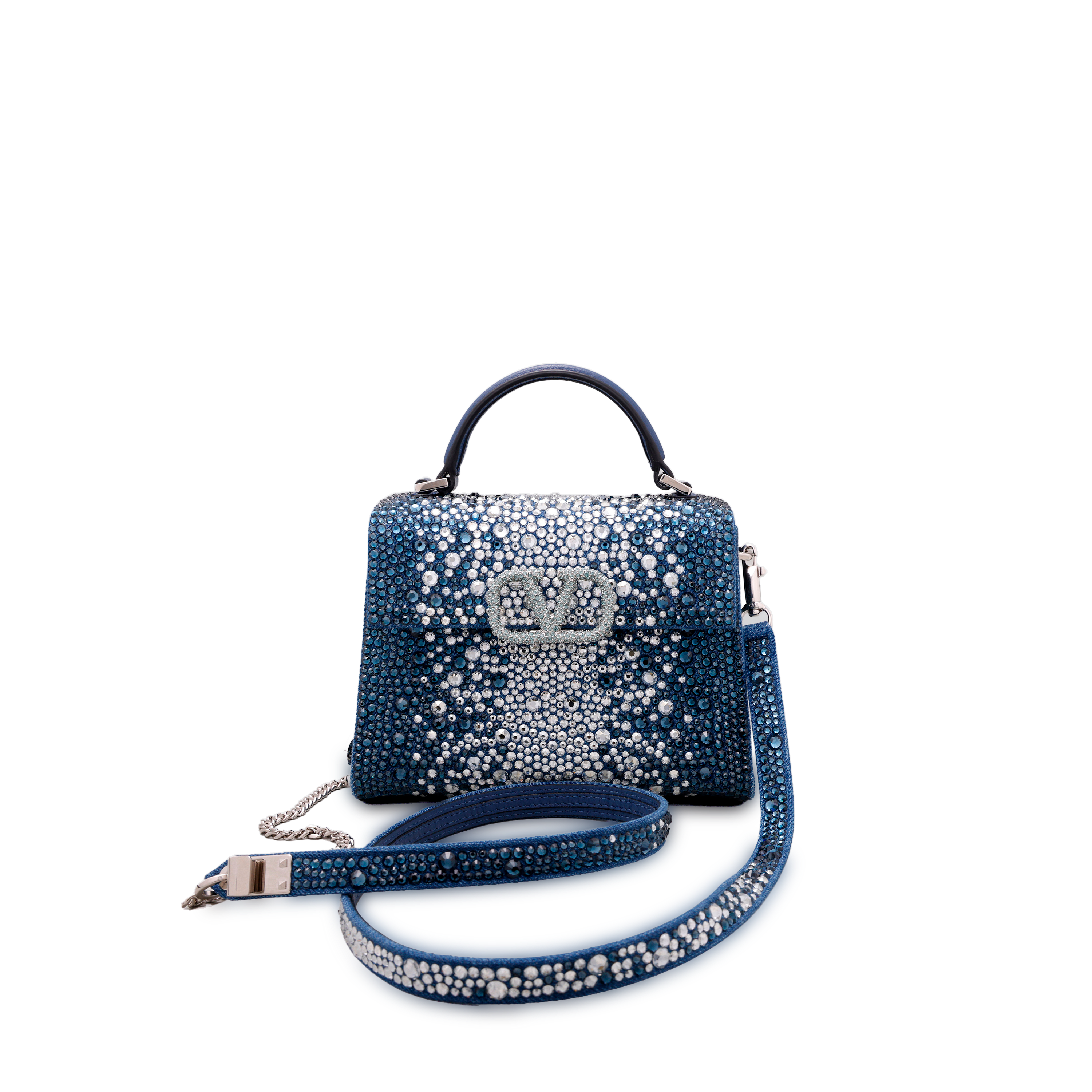 Cartera Azul Valentino Vsling Rhinestone