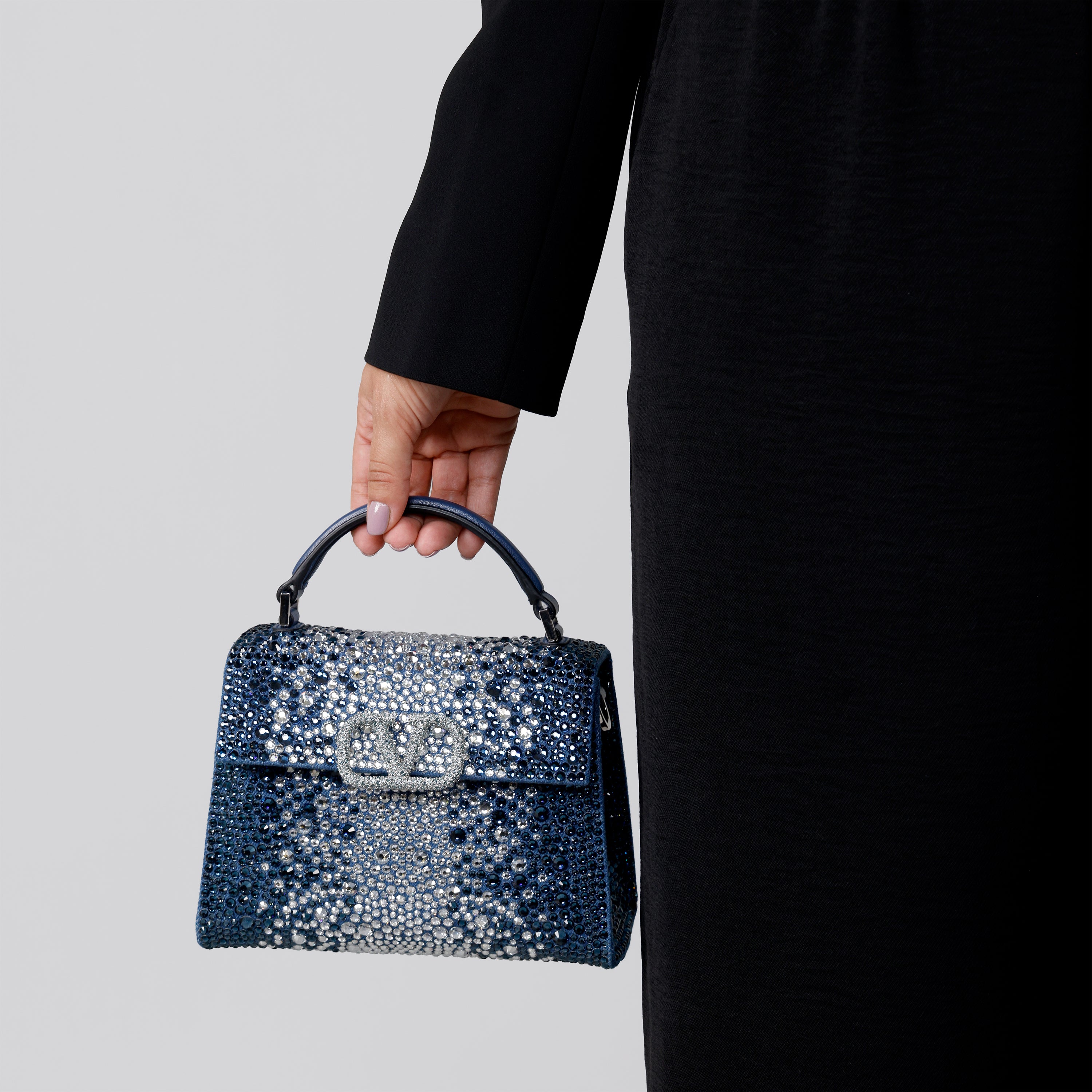 Cartera Azul Valentino Vsling Rhinestone