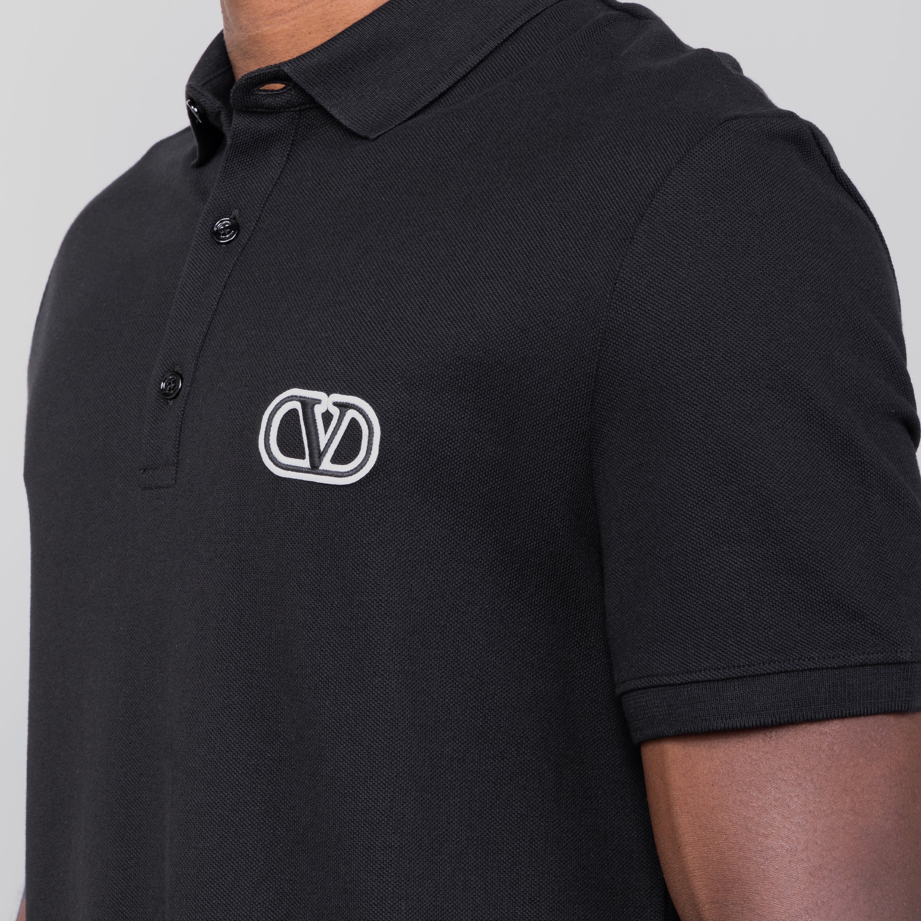 Camiseta Tipo Polo Negro Valentino Vlogo