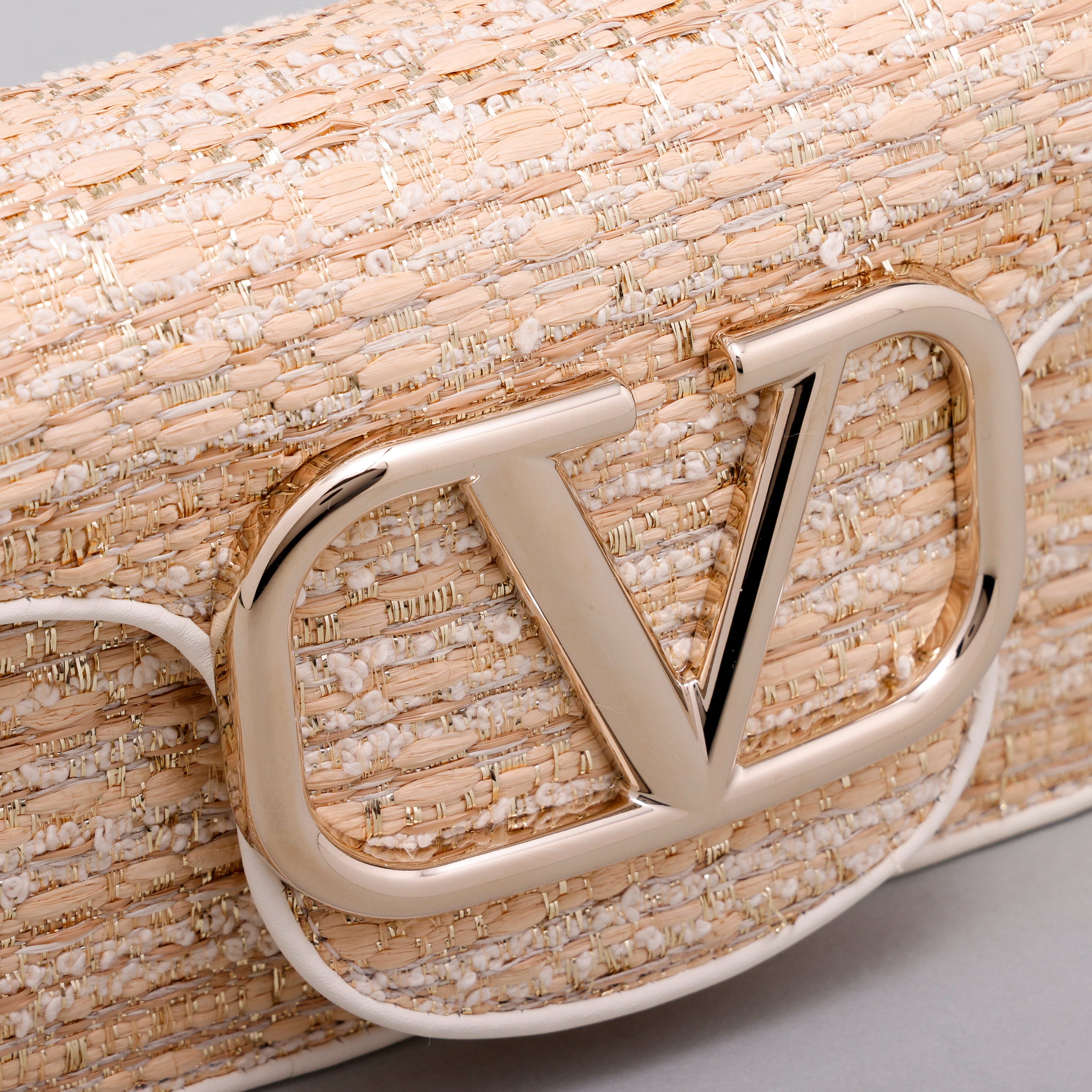 Cartera Beige Valentino Vlogo Loco Tweed