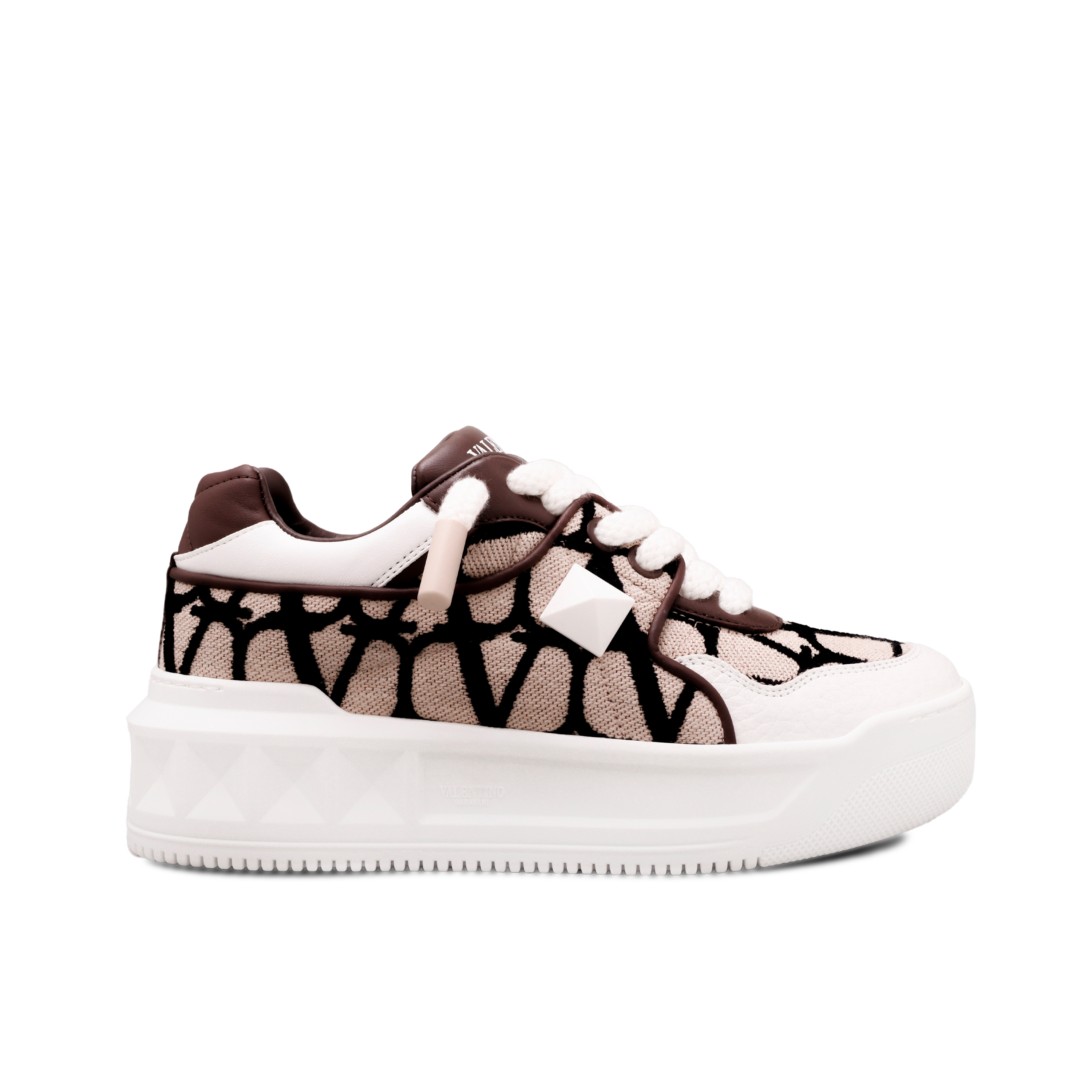 Sneakers Beige Café Valentino One Stud V Monogram