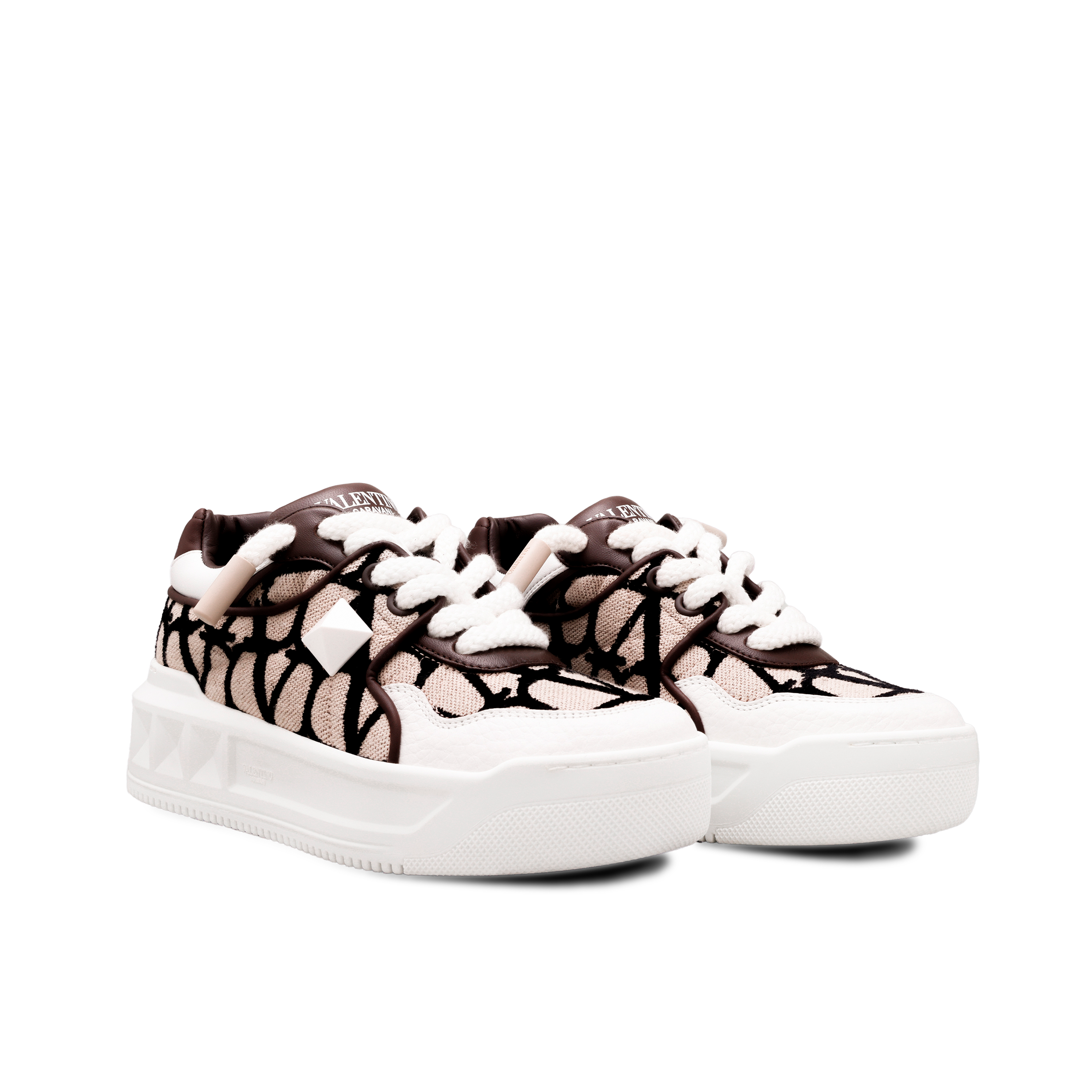 Sneakers Beige Café Valentino One Stud V Monogram