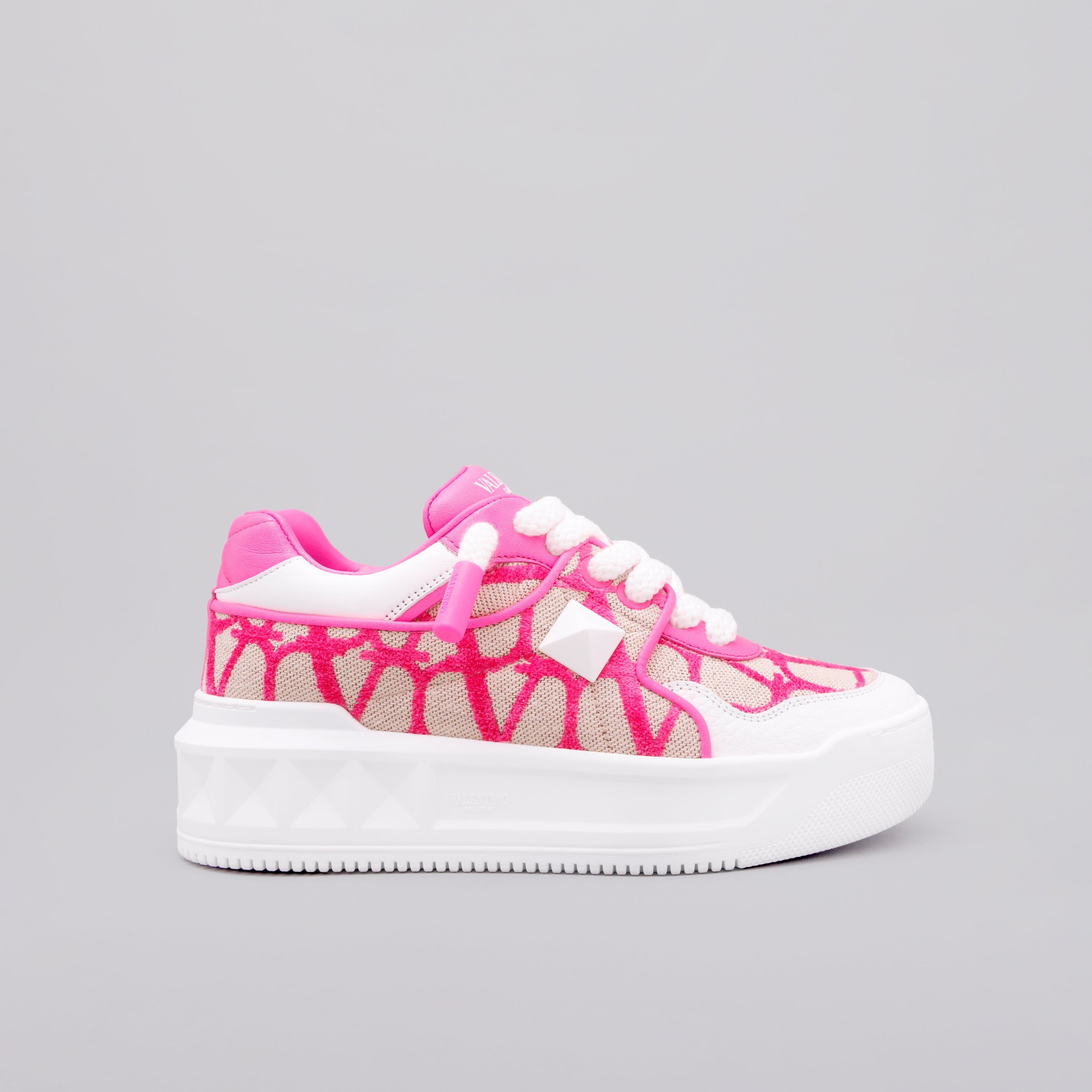 Sneakers Beige Rosado Valentino Vlogo Monogram