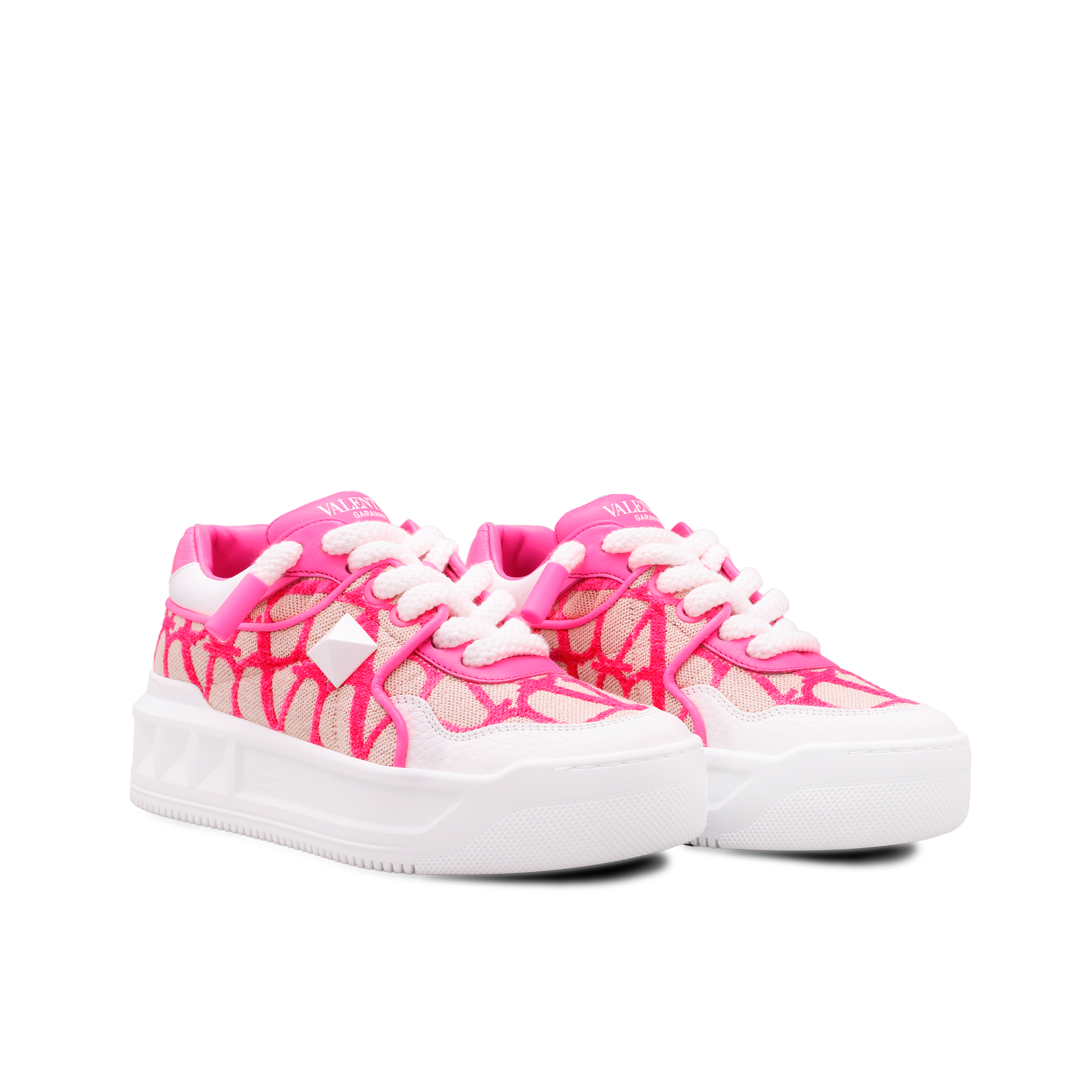 Sneakers Beige Rosado Valentino Vlogo Monogram