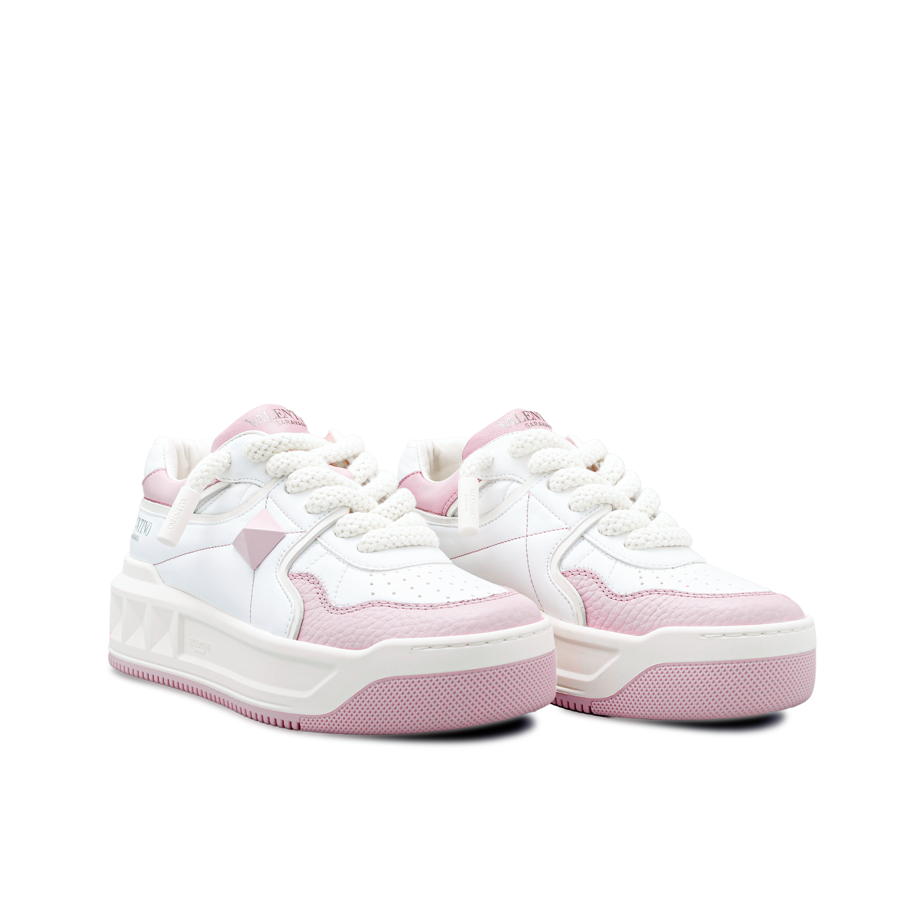 Sneakers Blancos Rosado Valentino Roman Stud