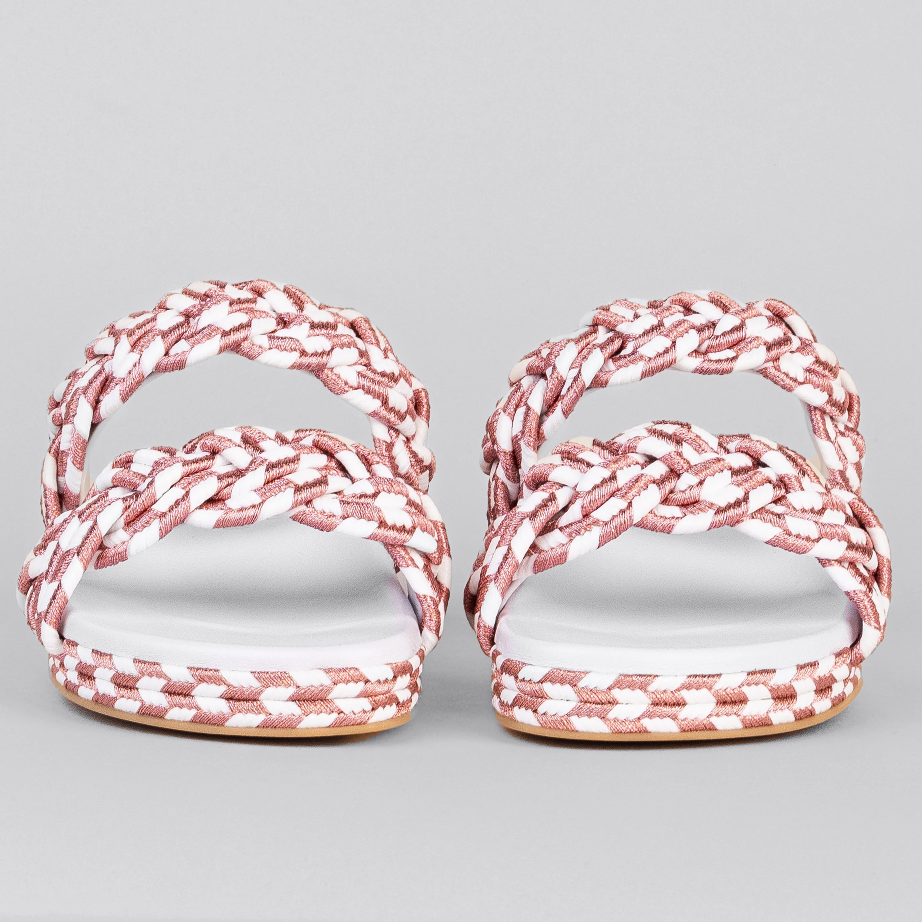 Sandalias Blancas Rosa Valentino Rockstud Torchon