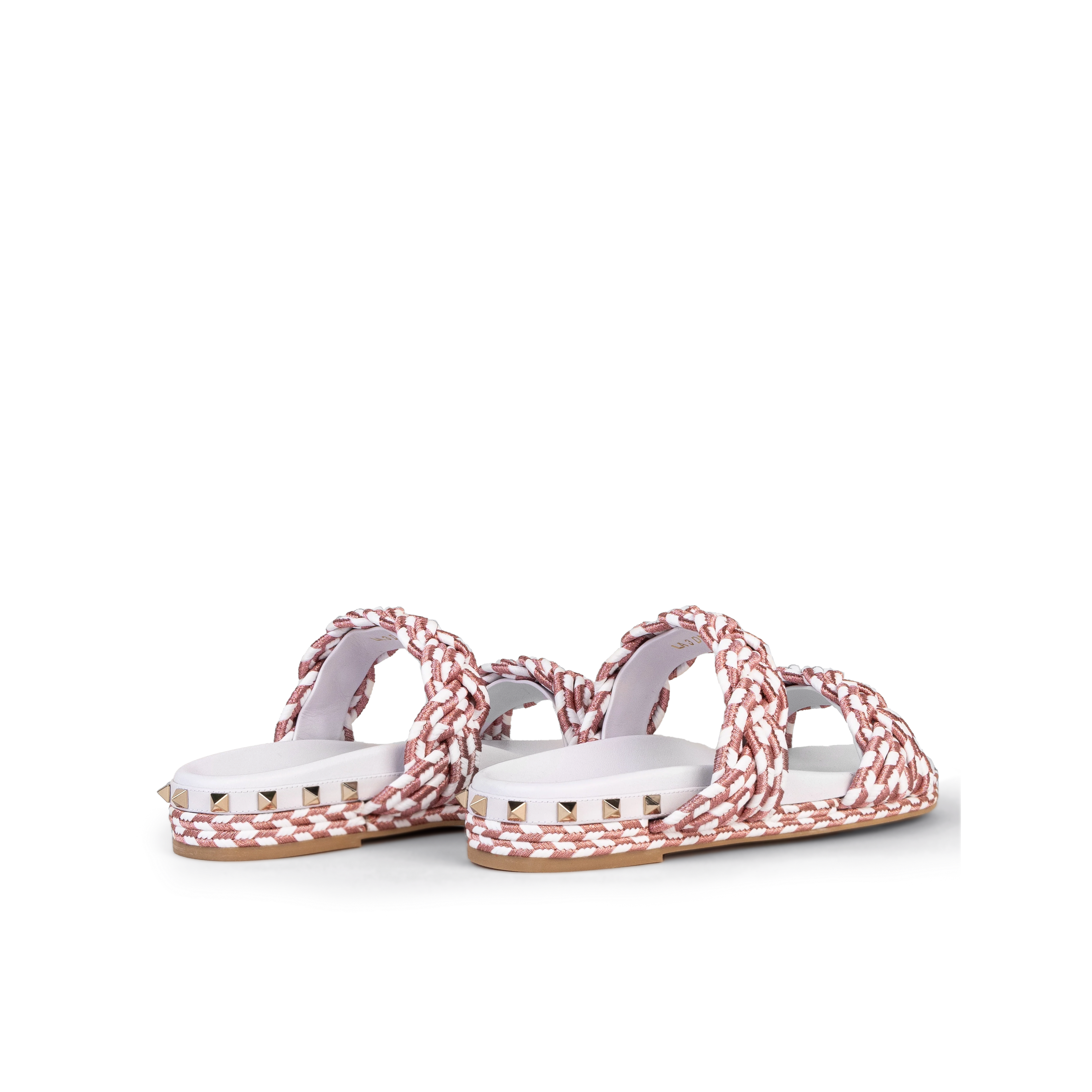 Sandalias Blancas Rosa Valentino Rockstud Torchon