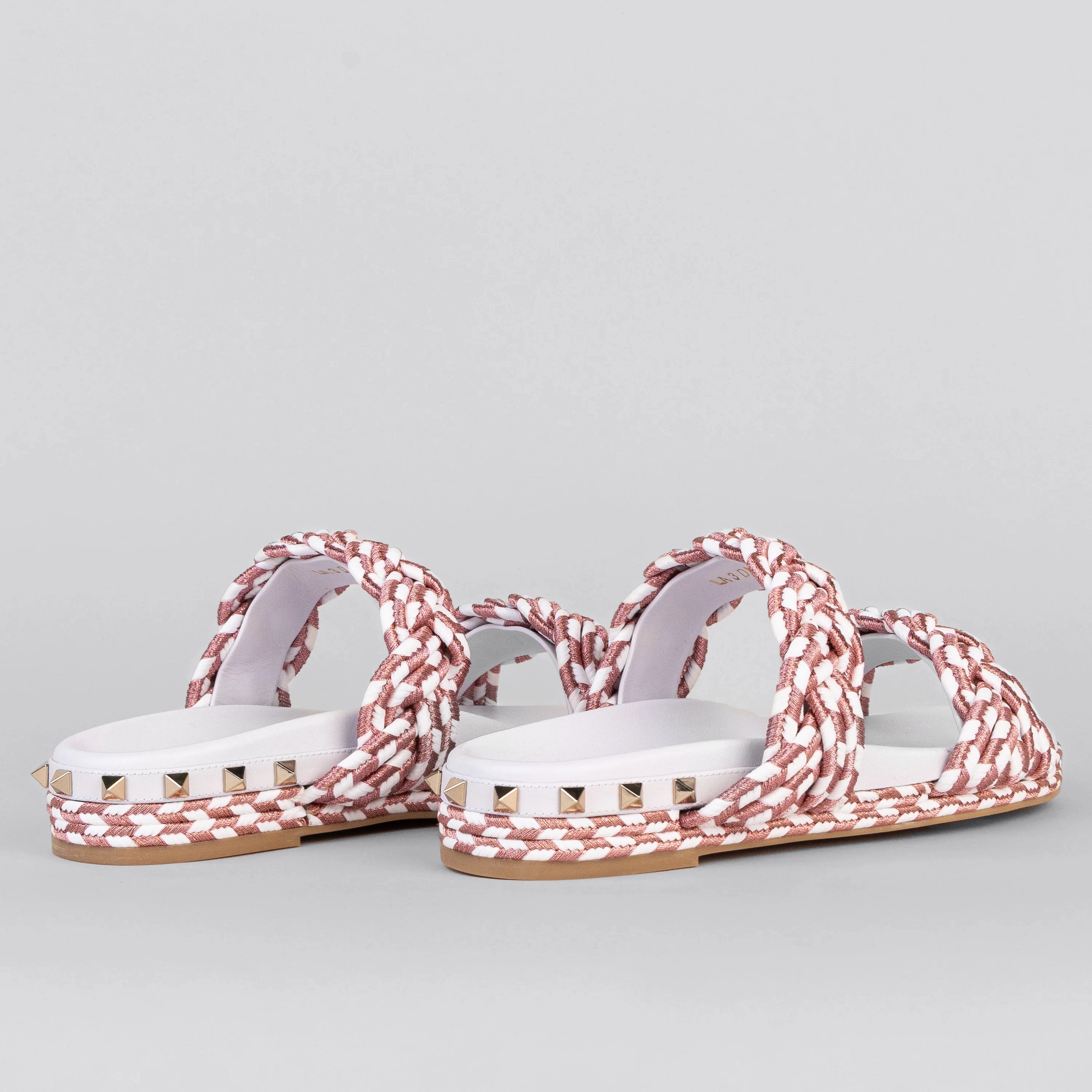 Sandalias Blancas Rosa Valentino Rockstud Torchon