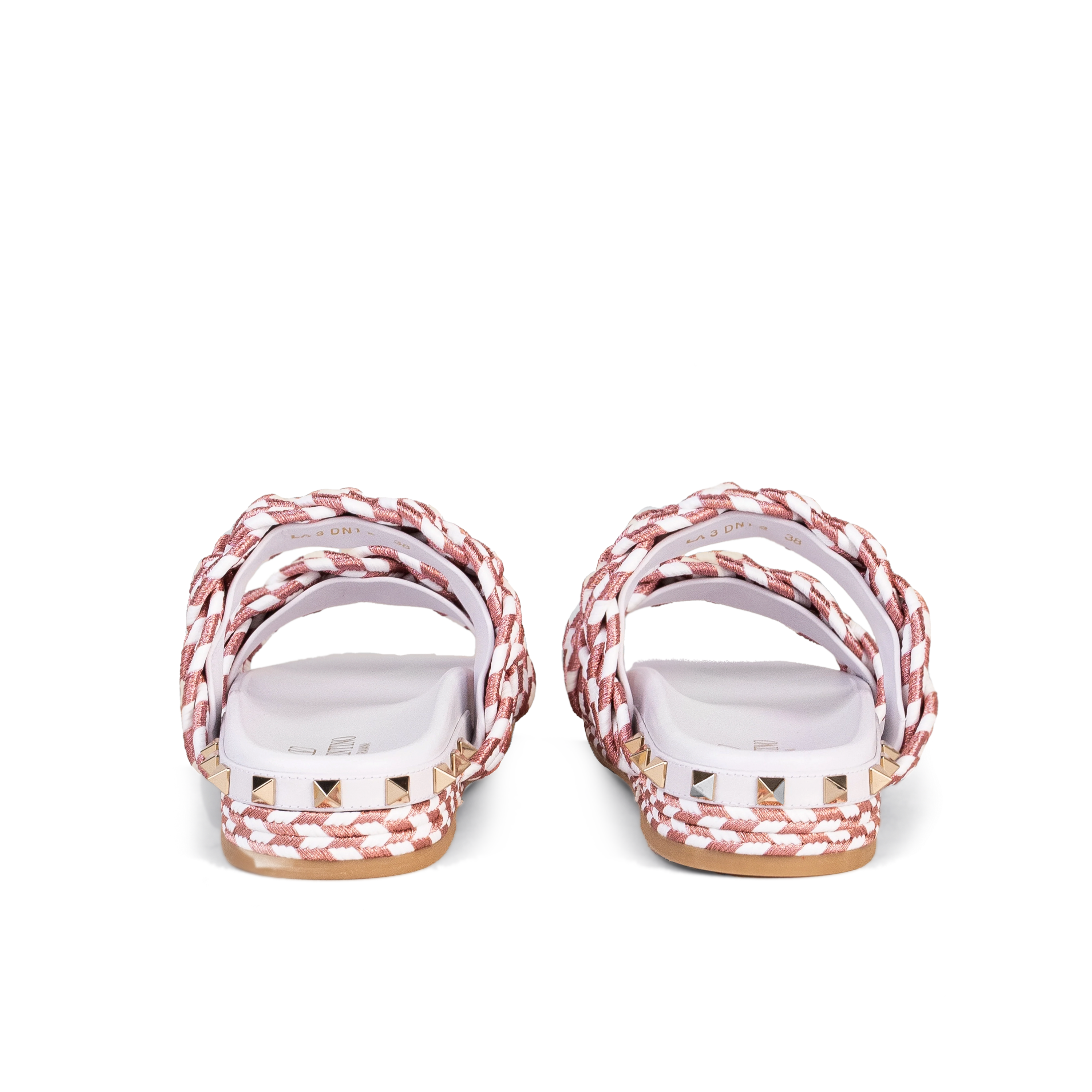 Sandalias Blancas Rosa Valentino Rockstud Torchon