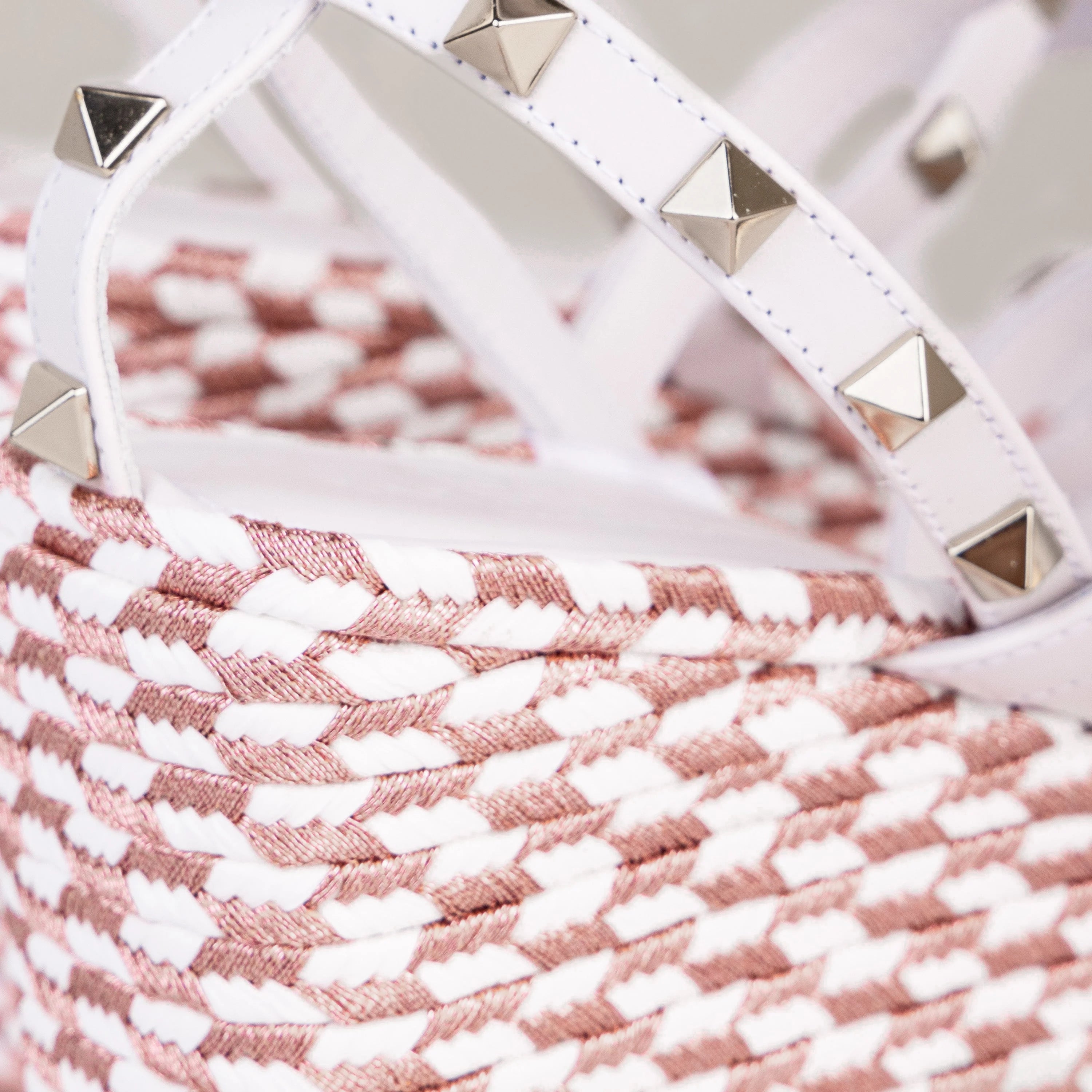 Sandalias de Plataforma Blancas Valentino Rosa Rockstud Torchon 95 mm