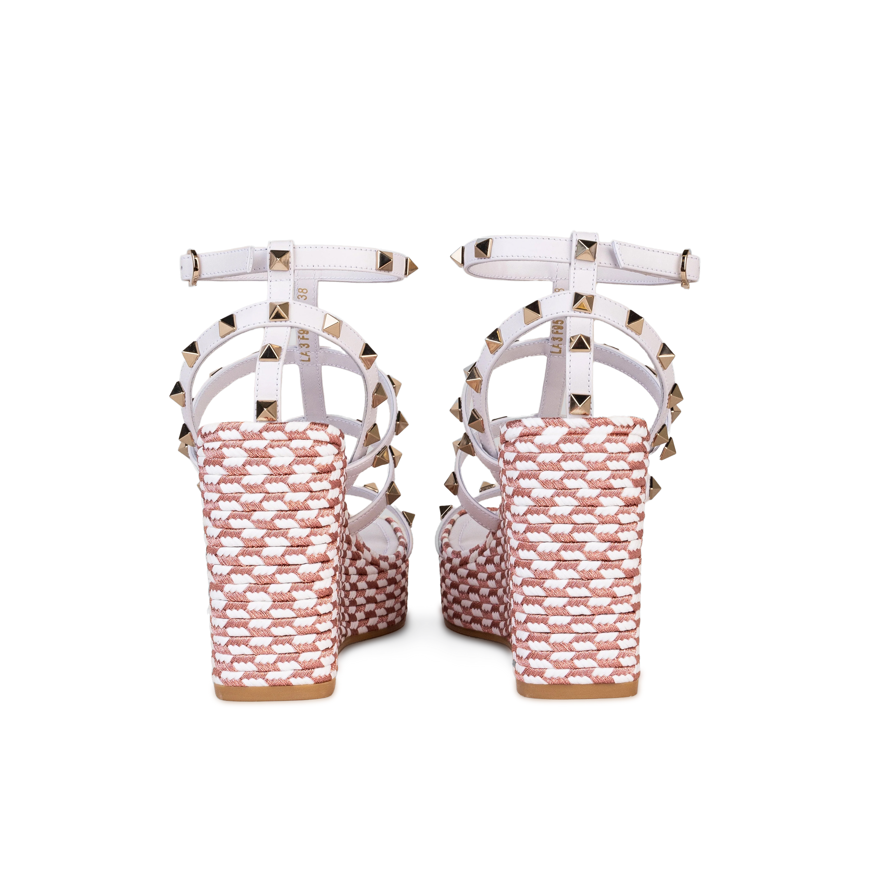 Sandalias de Plataforma Blancas Valentino Rosa Rockstud Torchon 95 mm