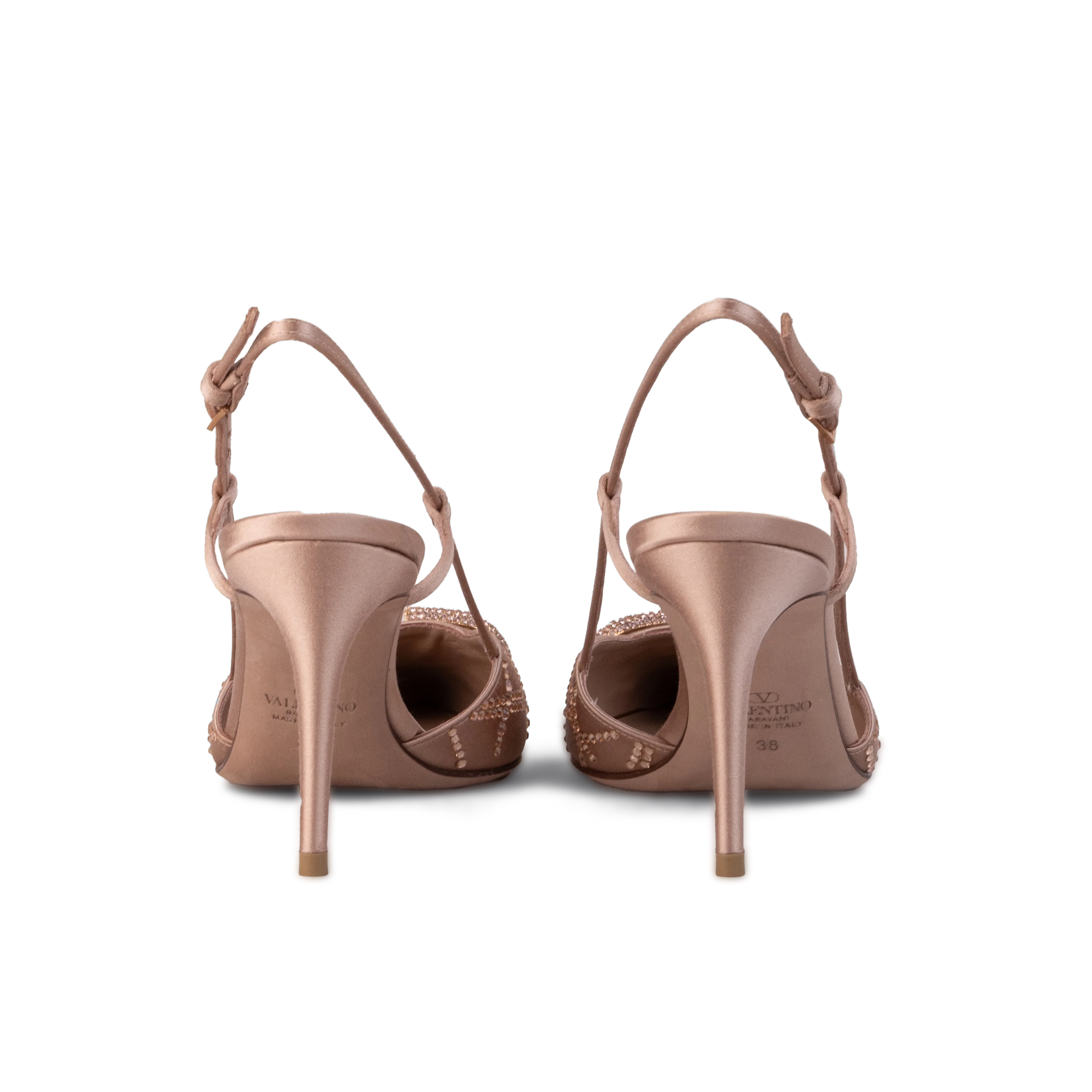 Tacones Nude Valentino Vlogo Rhinestones 80 mm