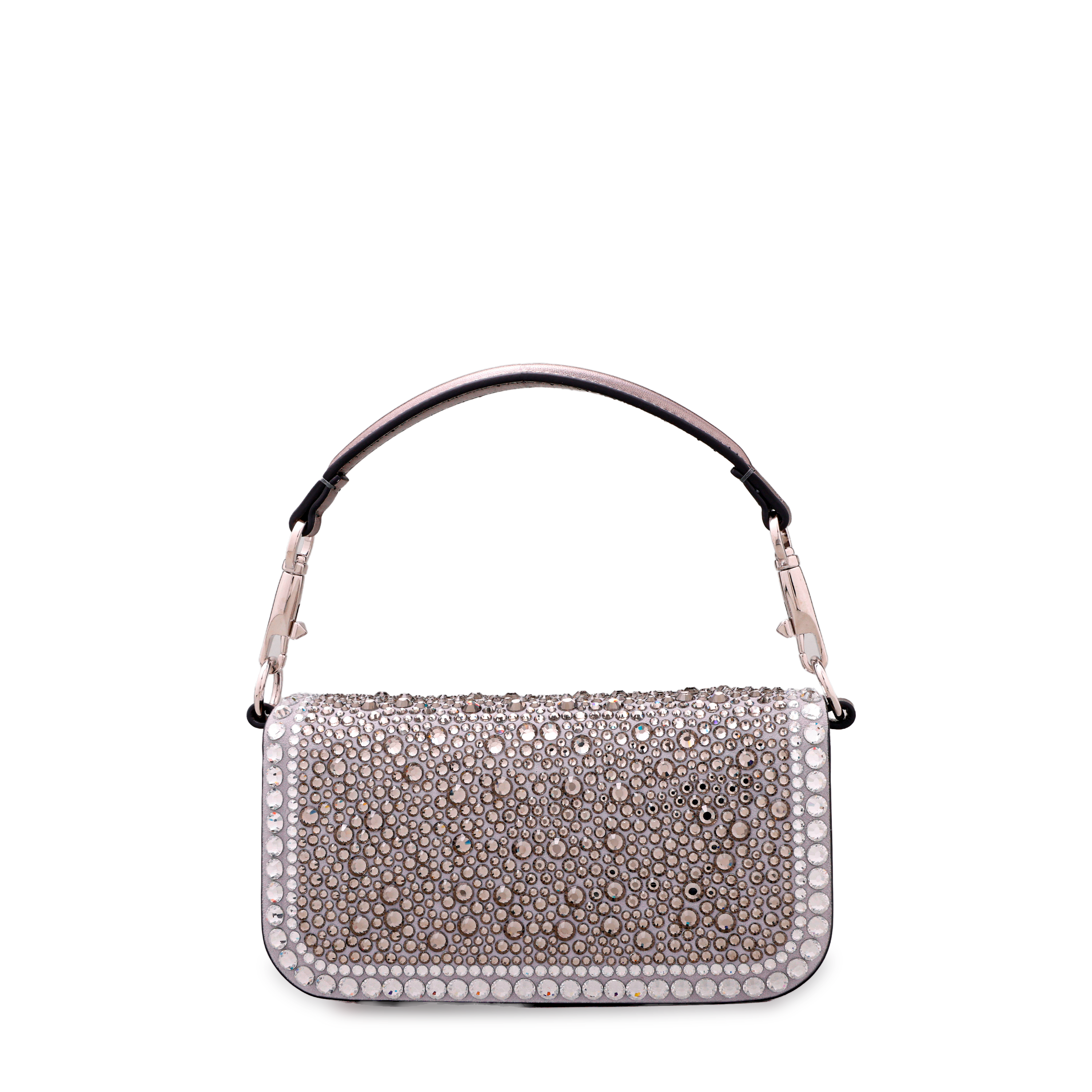 Cartera Gris Valentino logo Crystal Rhinestones