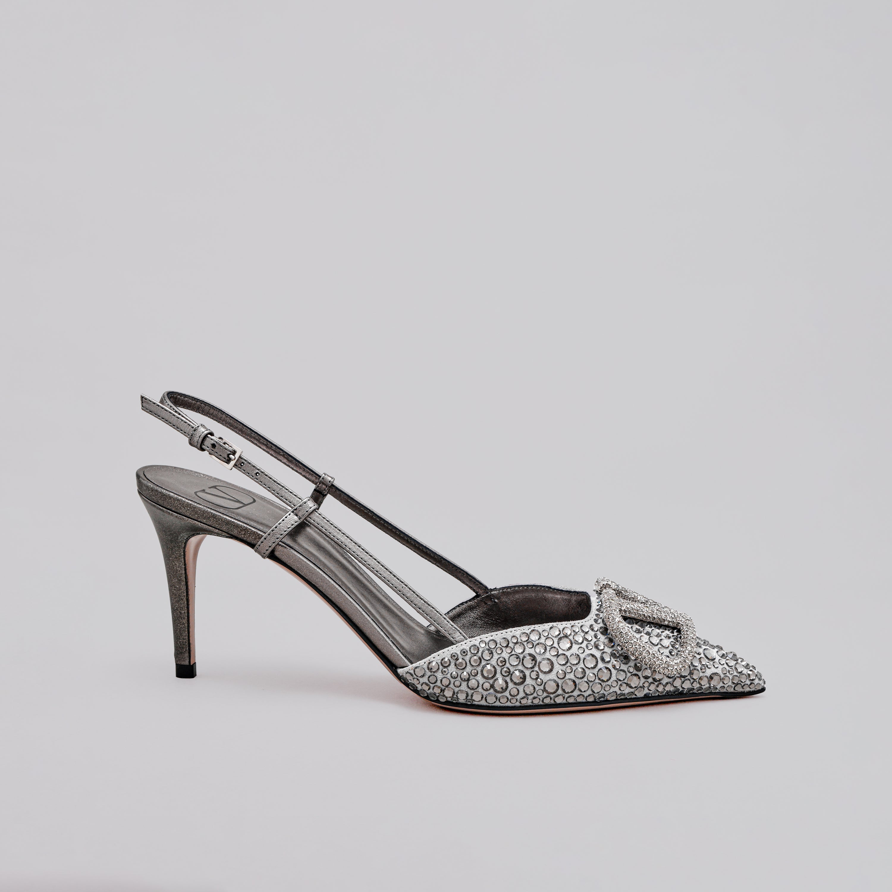 Sandalias de Tacón Negro Valentino Crystals 80Mm