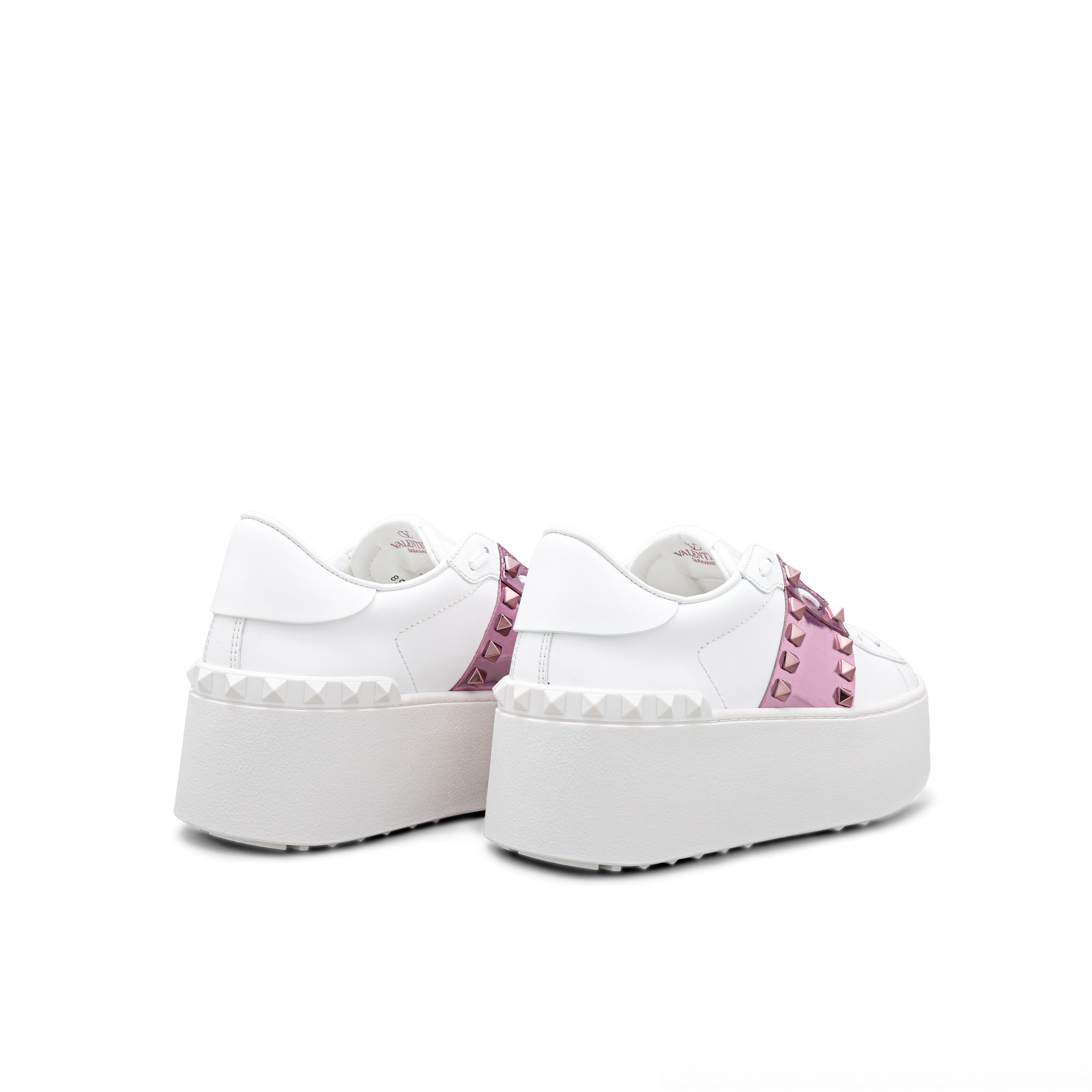 Sneakers Blancos Rosado Valentino Flatform Rockstud
