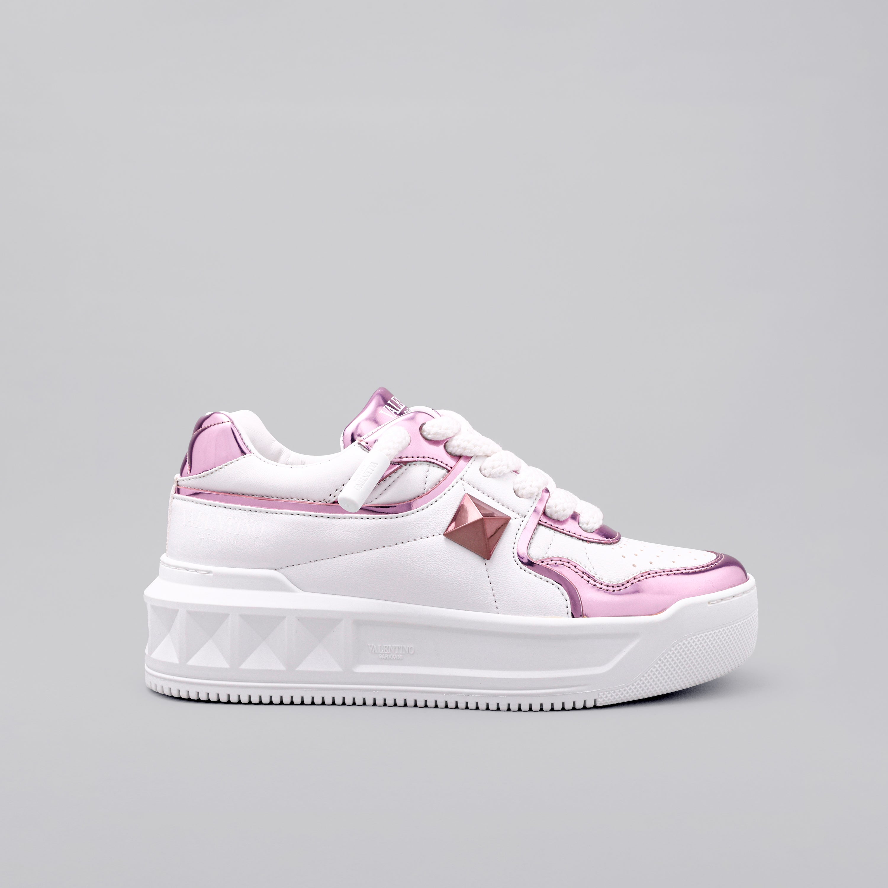 Sneakers Blancos Rosado Valentino Rosado One Roman Stud