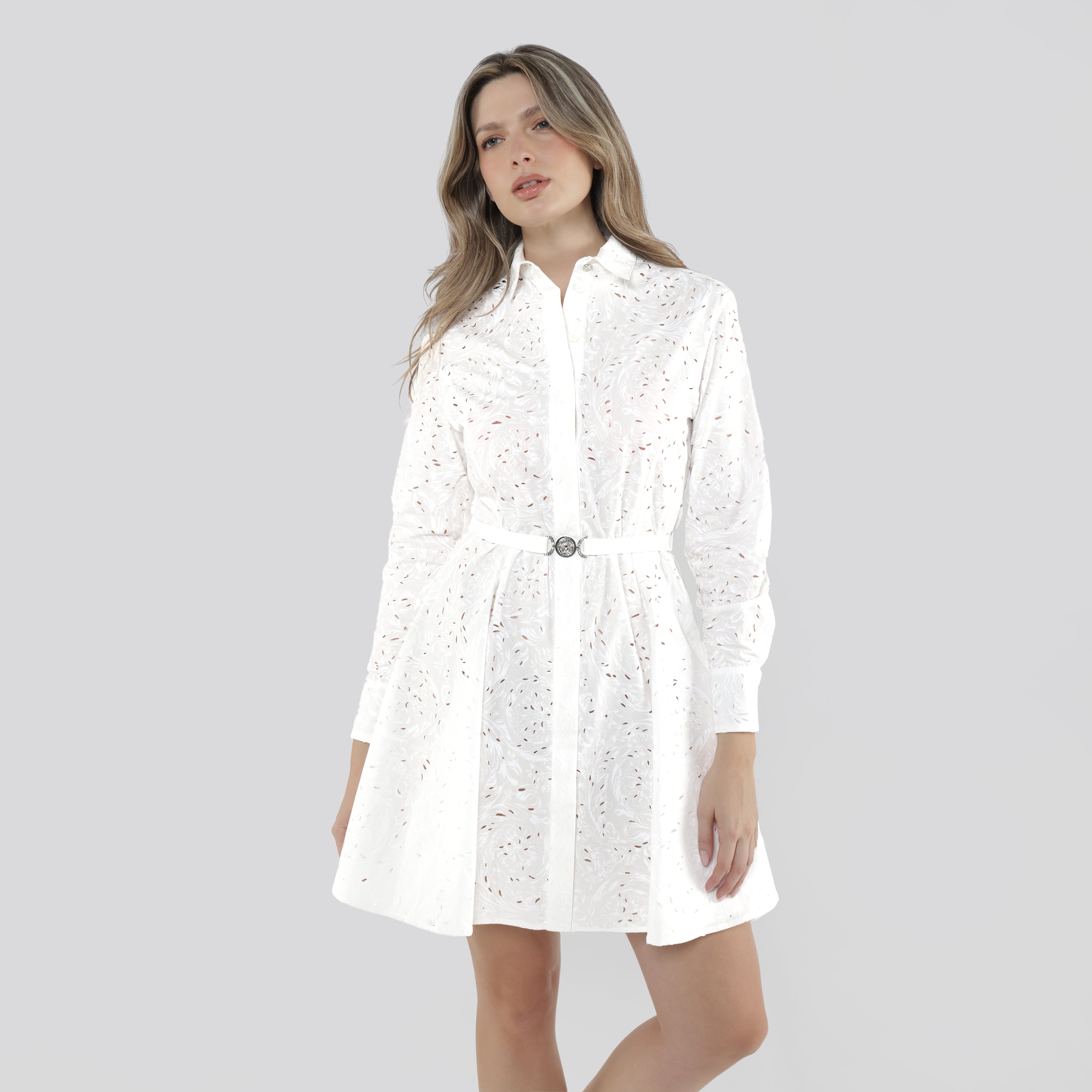 Vestido Blanco Versace Medusa Belt