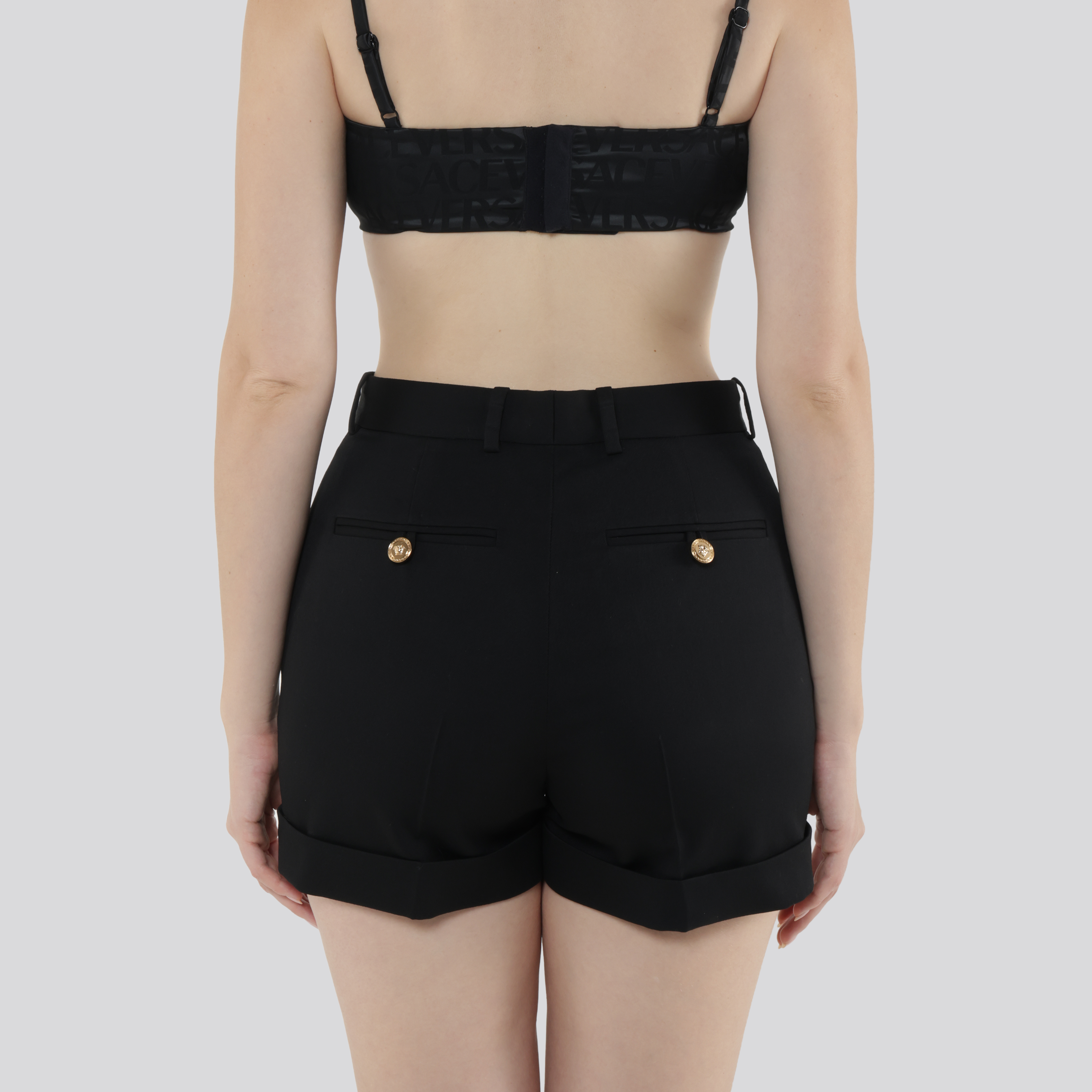 Shorts Negro Versace Plaque