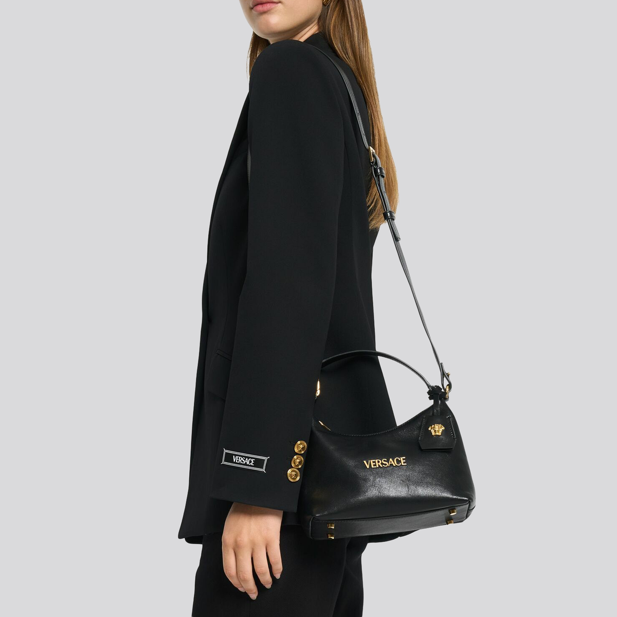 Cartera Negra Versace Tag Medusa