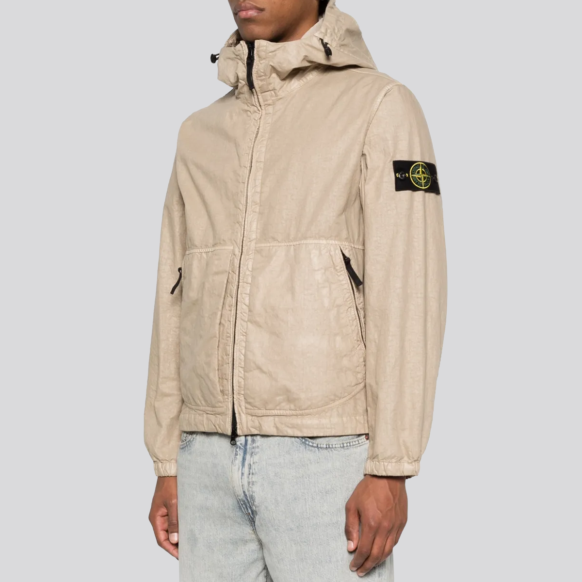 Chaqueta Beige Stone Island Hoodie Logo Patch Nylon Panama