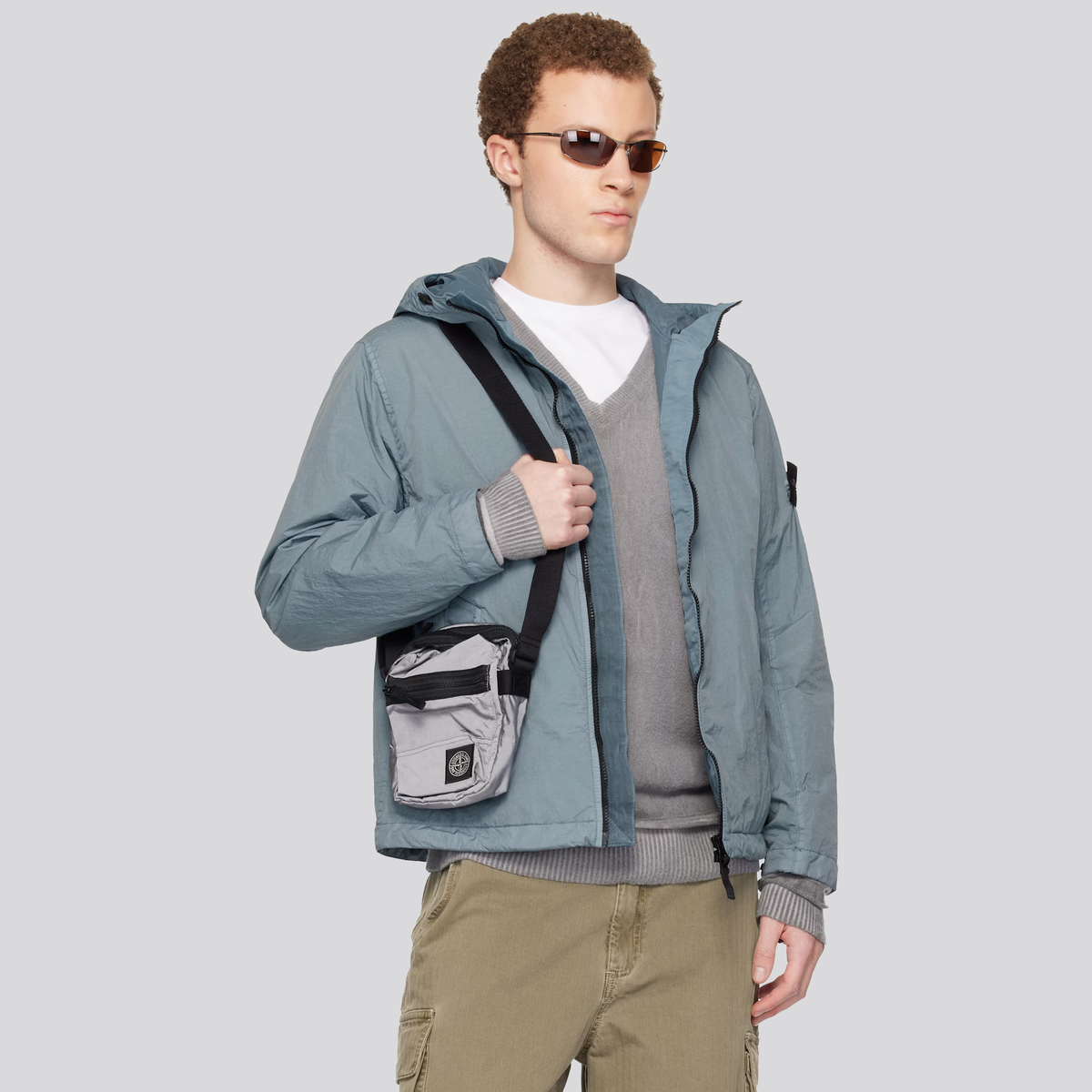 Canguro Gris Stone Island Logo Patch