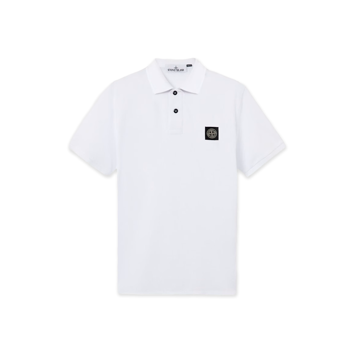 Camiseta Tipo Polo Blanca Stone Island Logo Patch