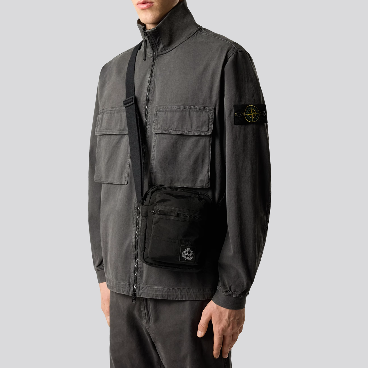 Canguro Negro Stone Island Logo Patch