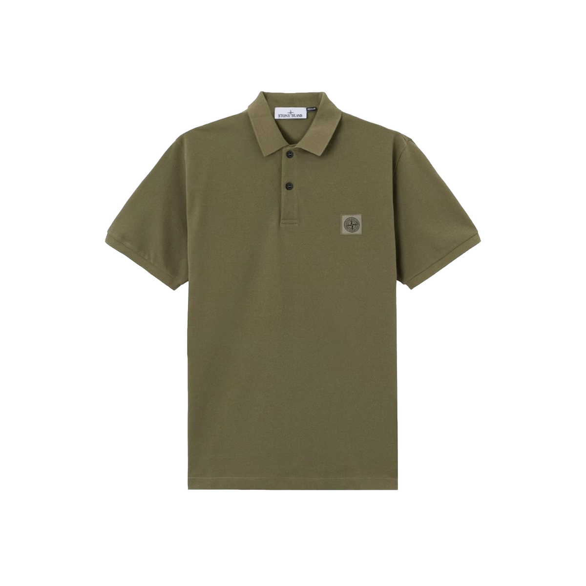 Camiseta Tipo Polo Verde Stone Island Logo Patch