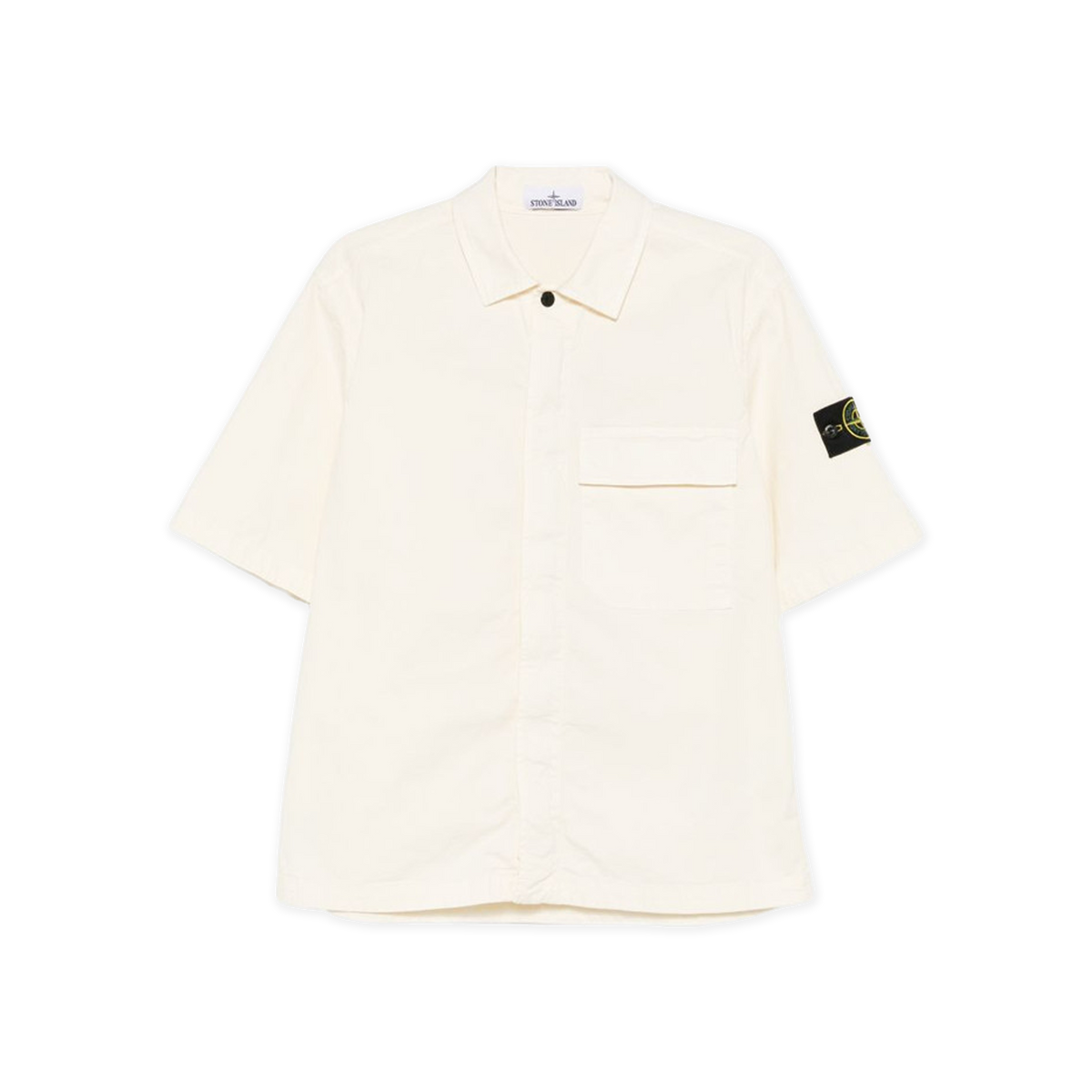 Camisa Crema Stone Island Logo Patch