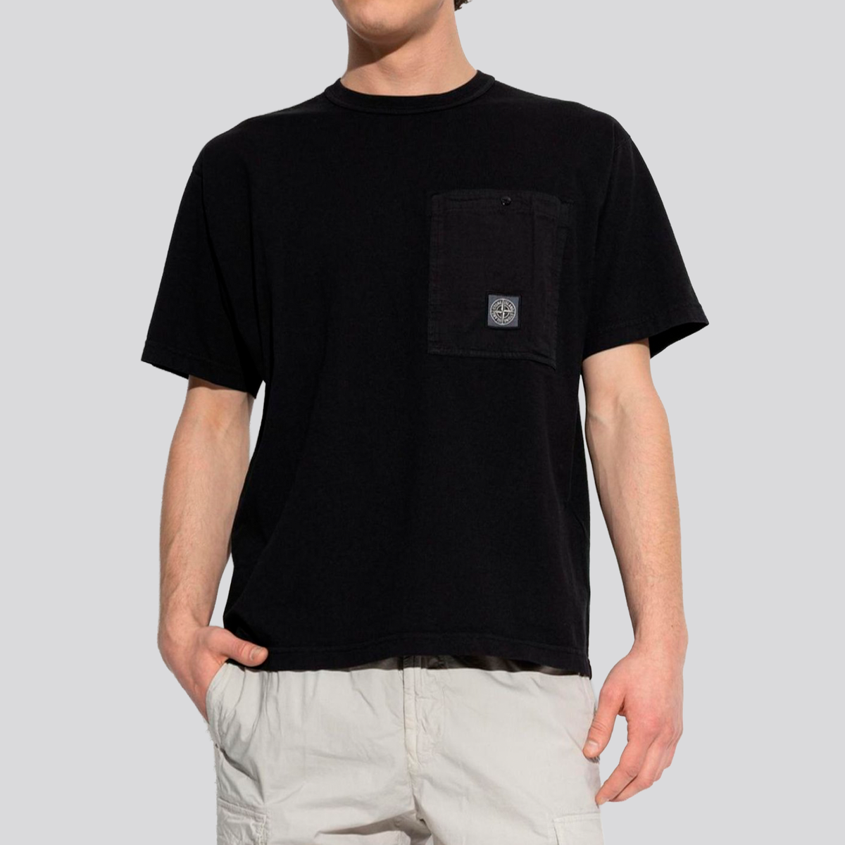 Camiseta Negra Stone Island Pocket