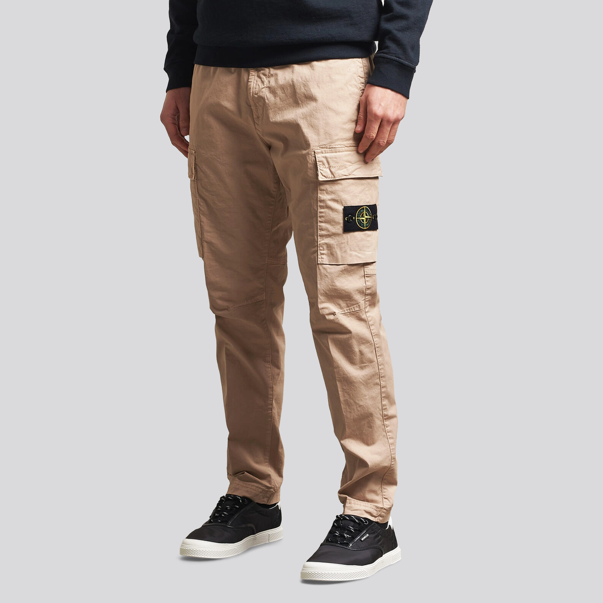 Pantalón Beige Stone Island Logo Patch Double Pocket Skinny