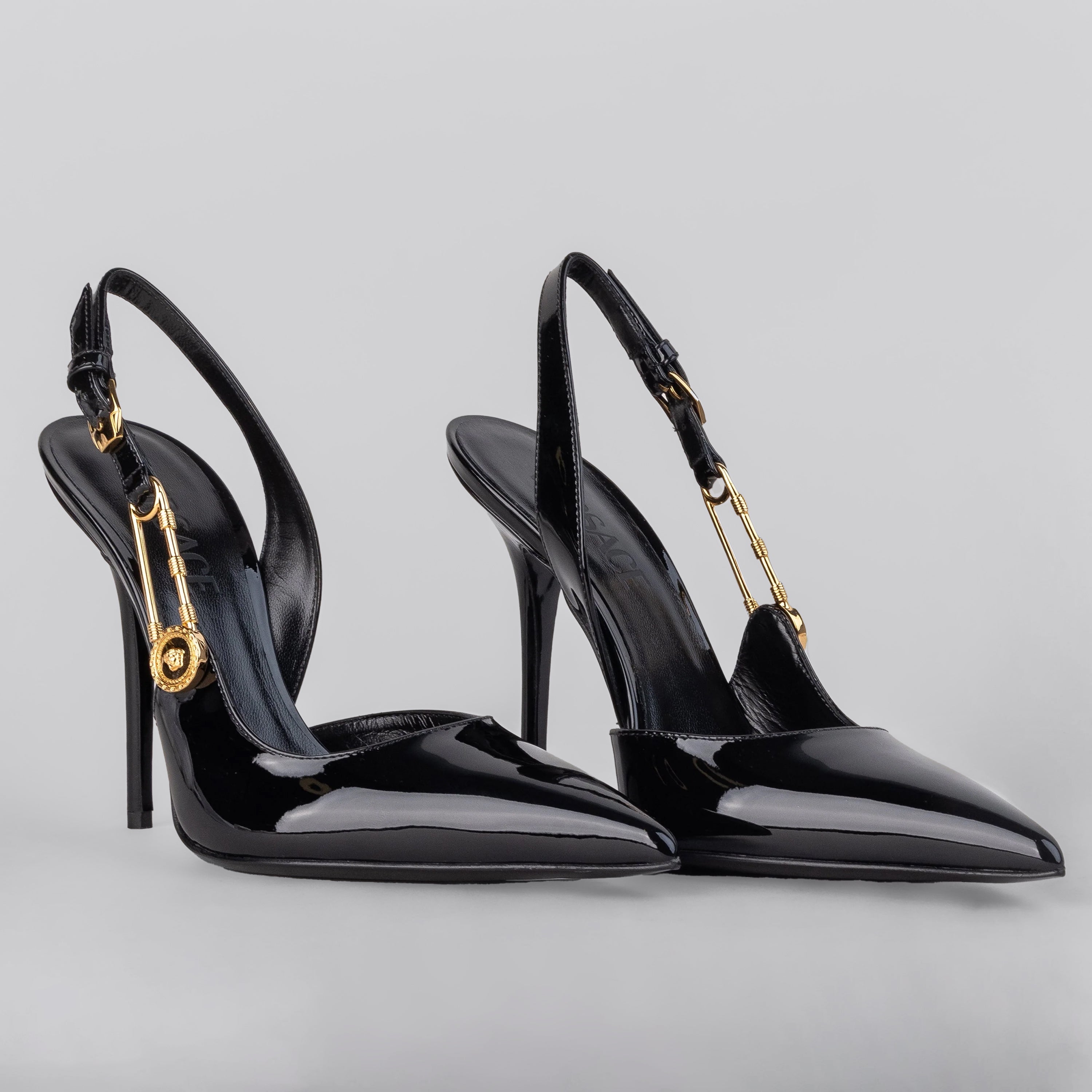 Tacones Negros Versace Safety Pin 110 mm